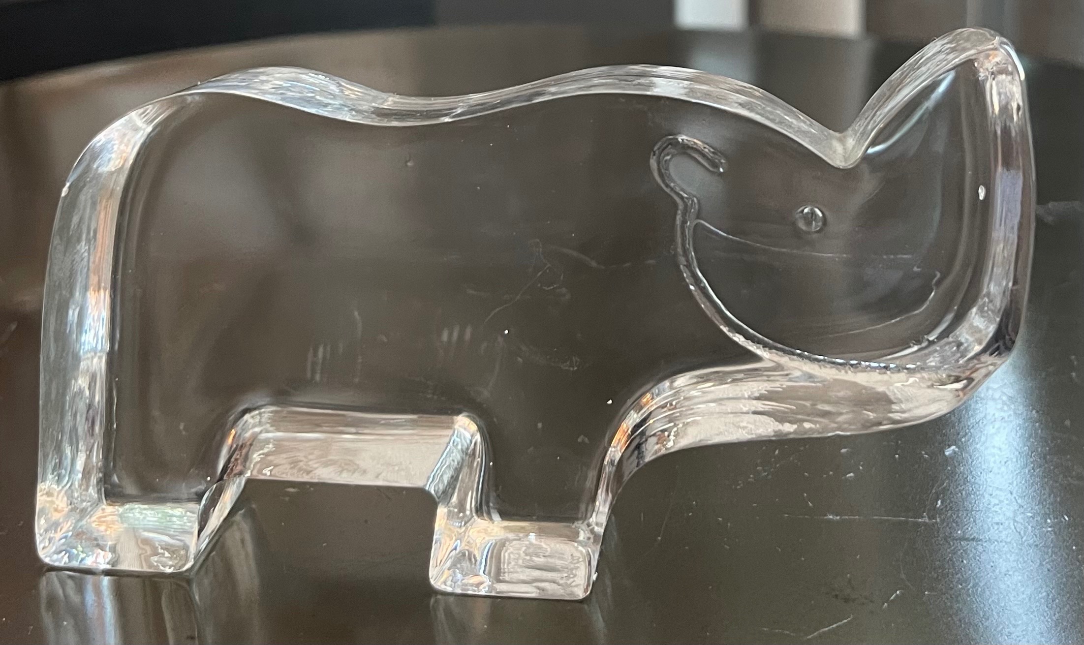 Vintage Kosta Boda Glass Rhino Paperweight - Bertil Vallien