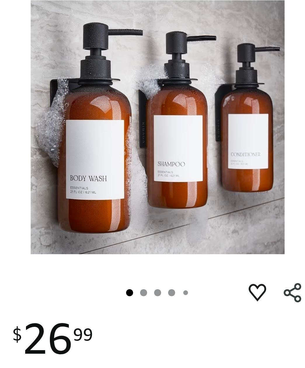 Shower Soap Dispenser Set of 3 – Wall Mount, Drill-Free - photo 2