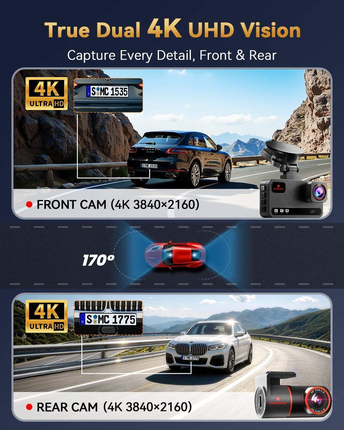 TERUNSOUl 4K Dash Cam Front and Rear Cam - photo 2
