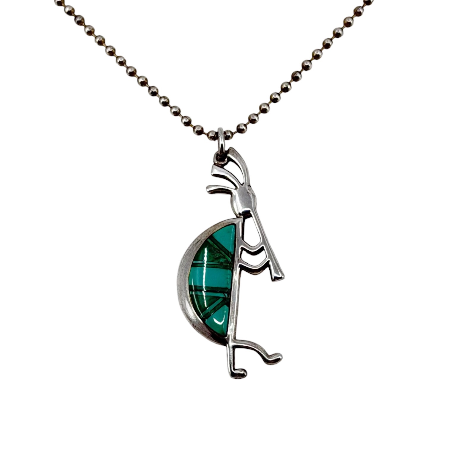 Navajo Sunburst Teme sterling silver Turquoise Kokopelli pendant - photo 2