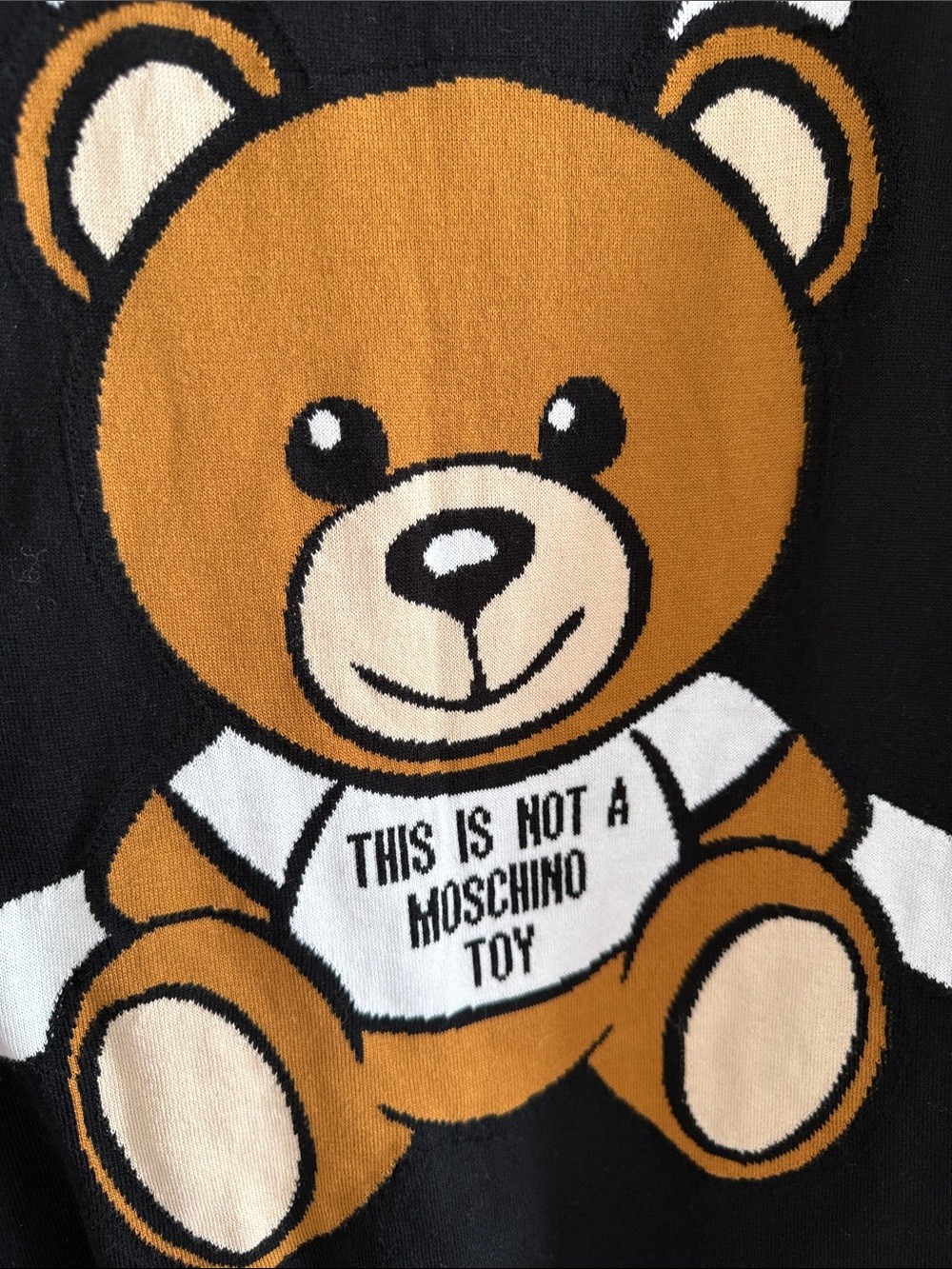 Authentic Moschino Black Sweater dress with Tan Teddy Graphic - photo 4
