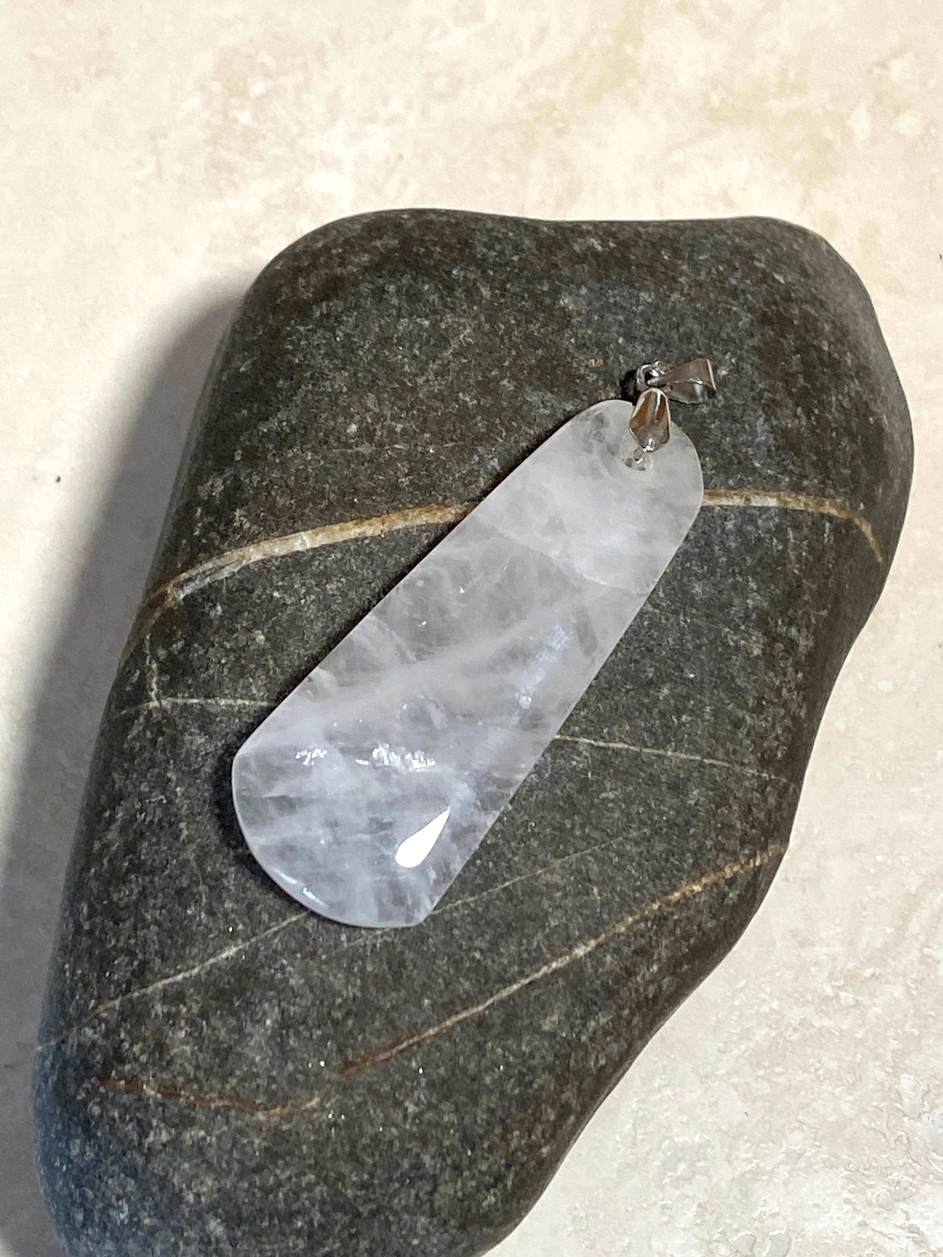 Pale Pink Rose Quartz Pendant, Large Genuine Gemstone =Pendant - photo 4
