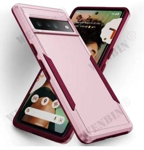 Case For Google Pixel 6A Heavy Duty Hard Back, Madder red+pink