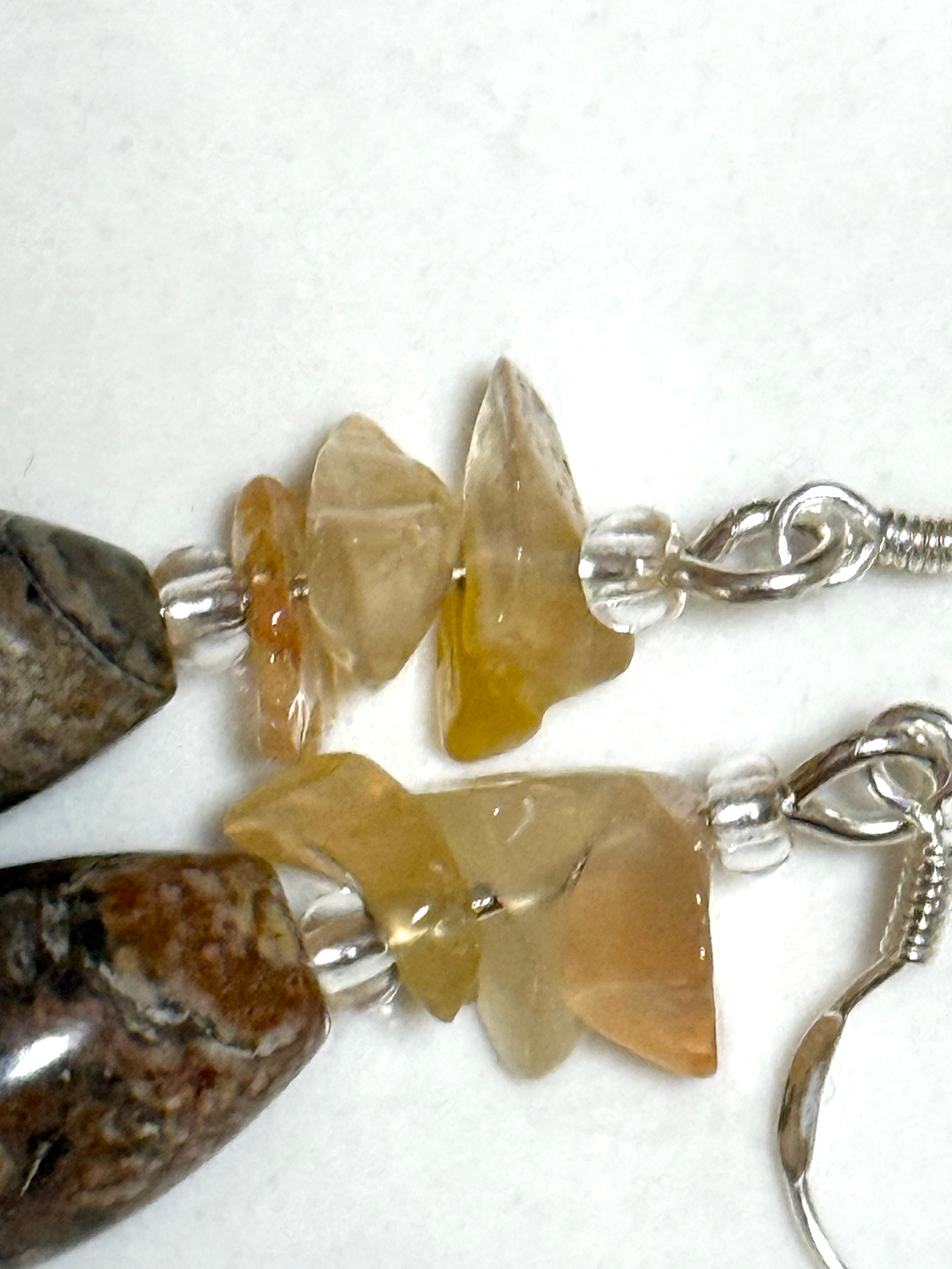 Earthy Convoluted Jasper Earrings, Sterling Silver Hook - photo 3