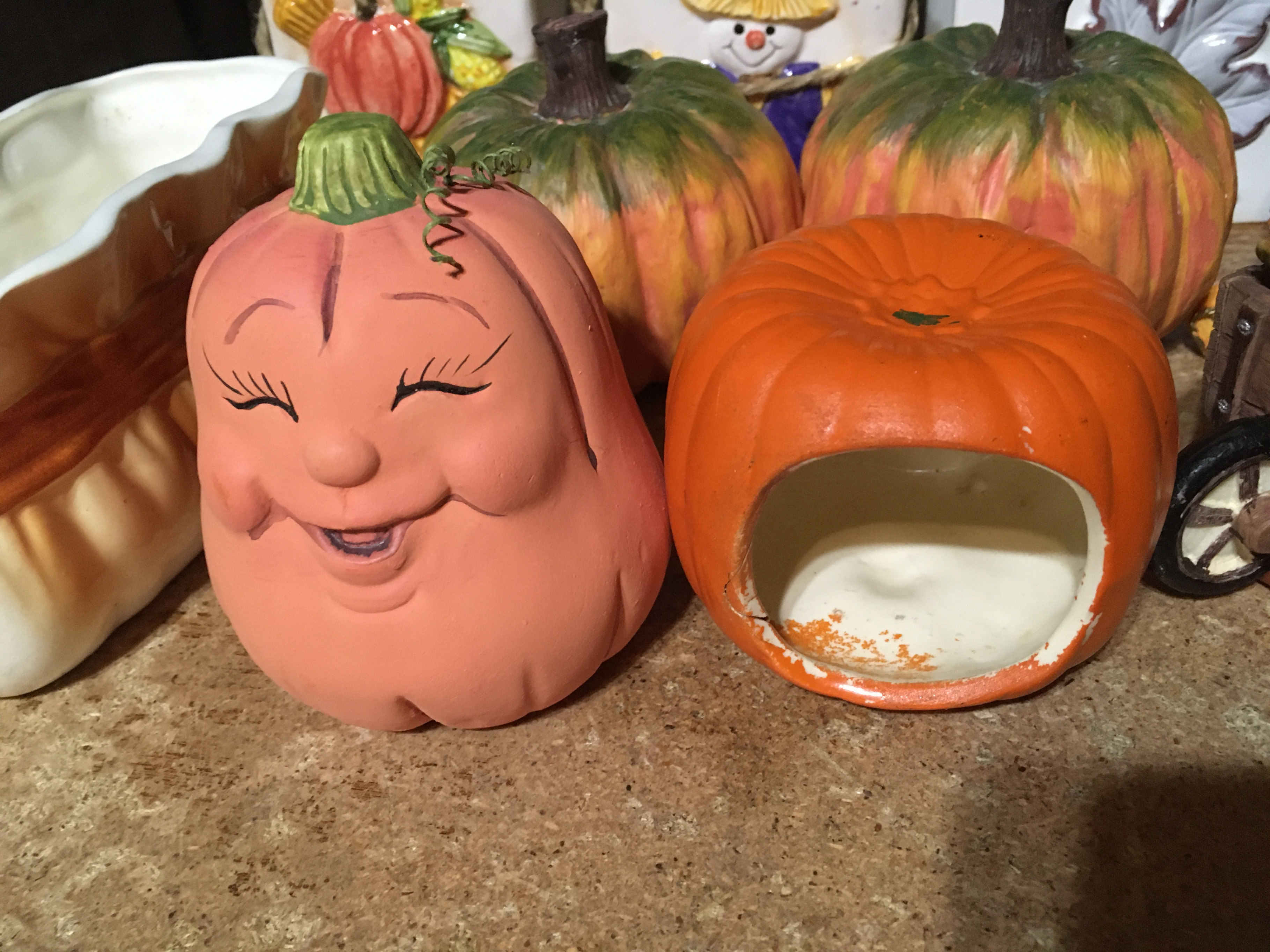 THANKSGIVING CERAMIC DECORATION LOT FIGURINES SCARECROW PUMPKIN - photo 3