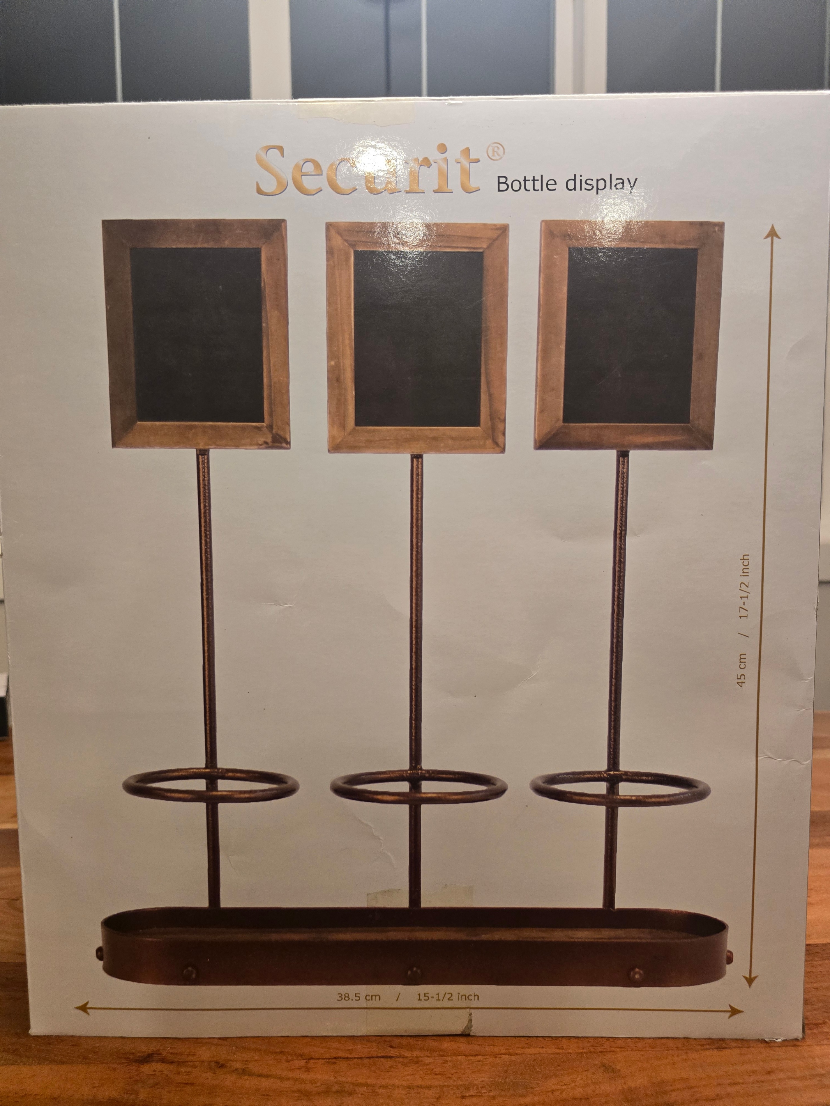 3 Bottle Wine Display Stand with Chalkboard Signs - photo 2