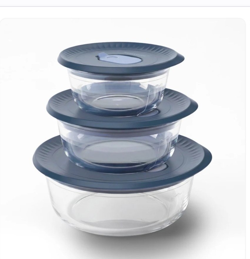 Tupperware Voila Glass Round Food Storage | Set of 3