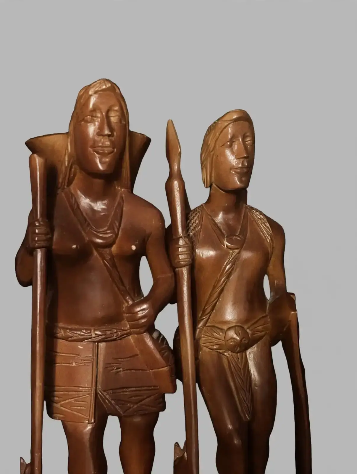 Carved Wood Tribal Figure Pair, 12 Inch - photo 2