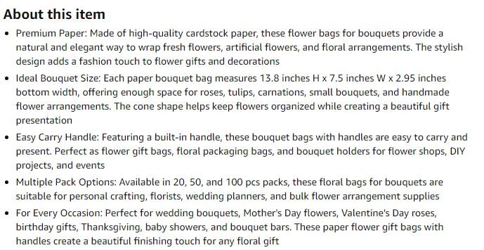 NEW~ Black Flower Bouquet Bags with Handles – 100 Pc - photo 4