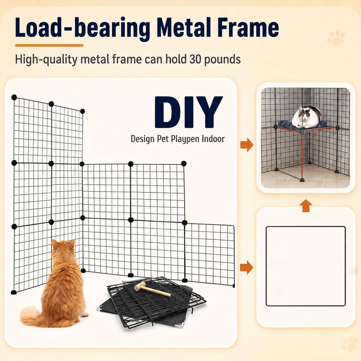 DIY3-Tier Metal Wire Cat Enclosure Playpen Catio - photo 4