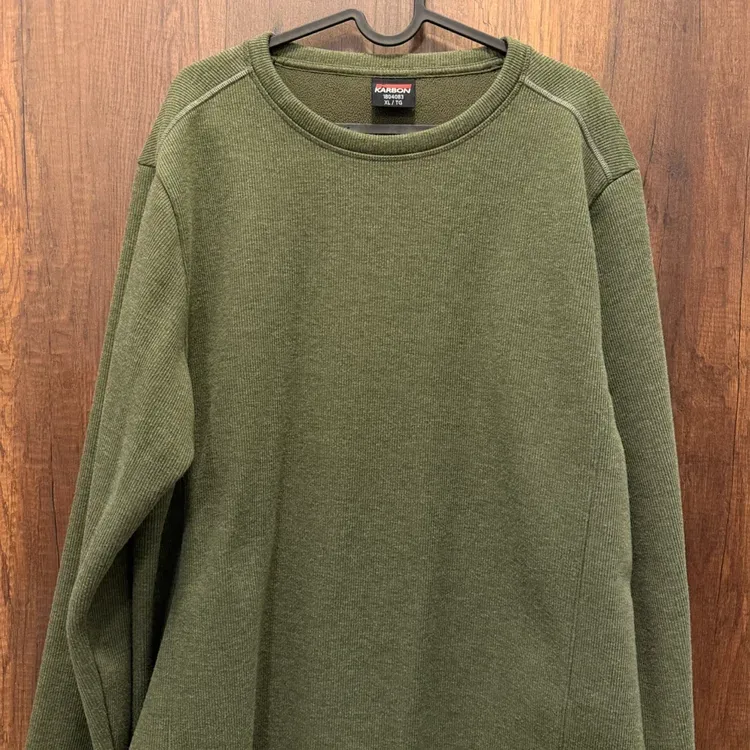 Karbon Men's Crew Neck Sweater — Olive Green, XL