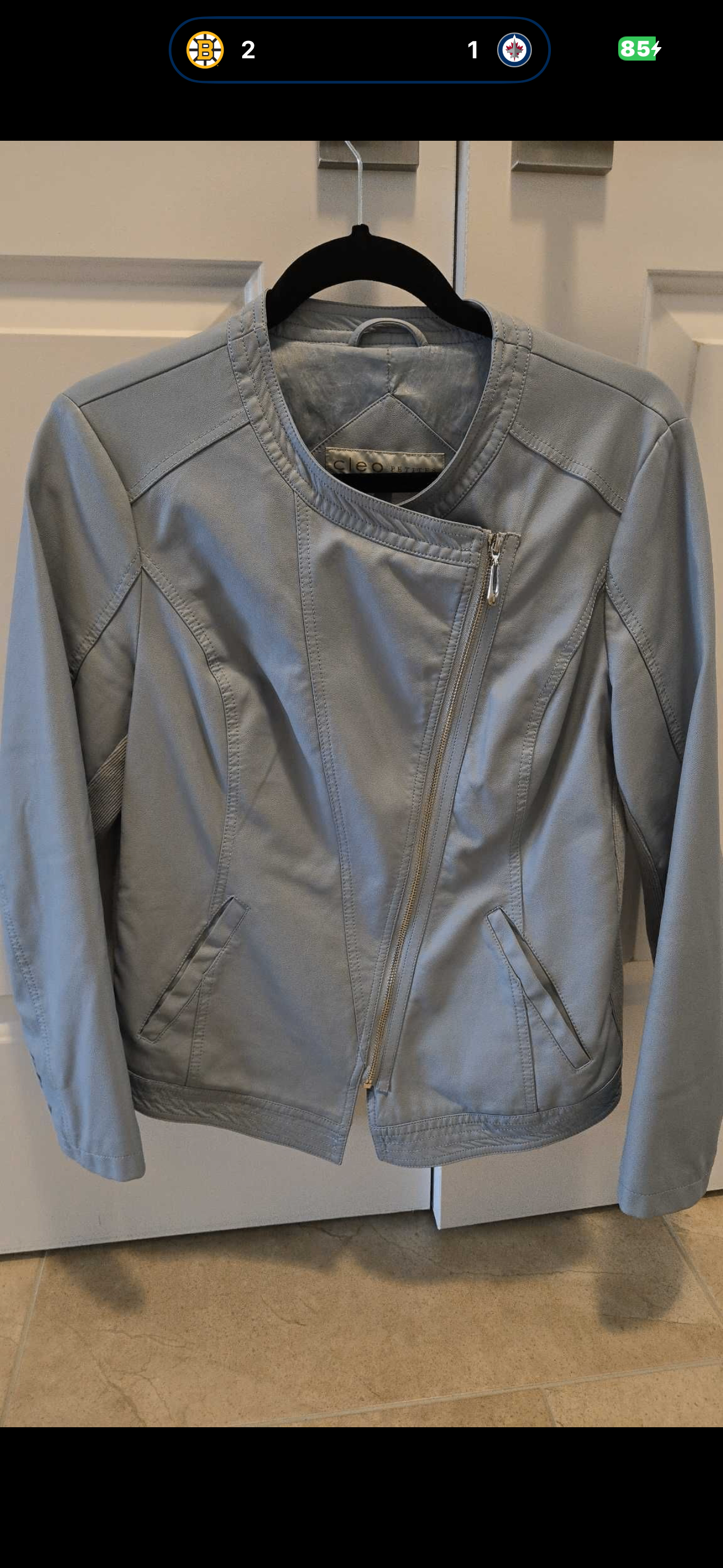 Cleo Petite Faux Leather Jacket-Size Medium - photo 3
