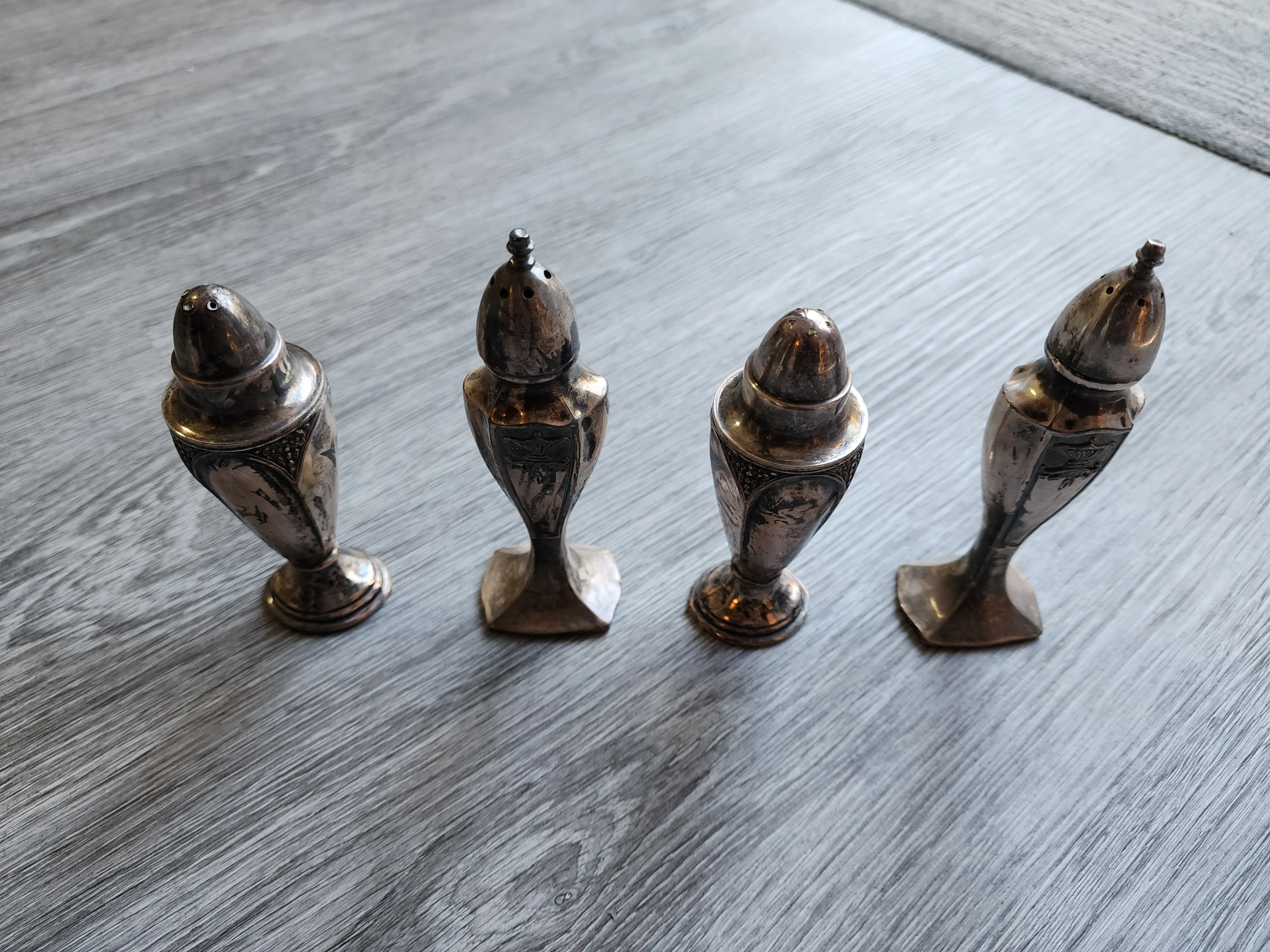 Vintage Silverplate Zinc Salt & Pepper Shakers 2 Pairs - photo 3
