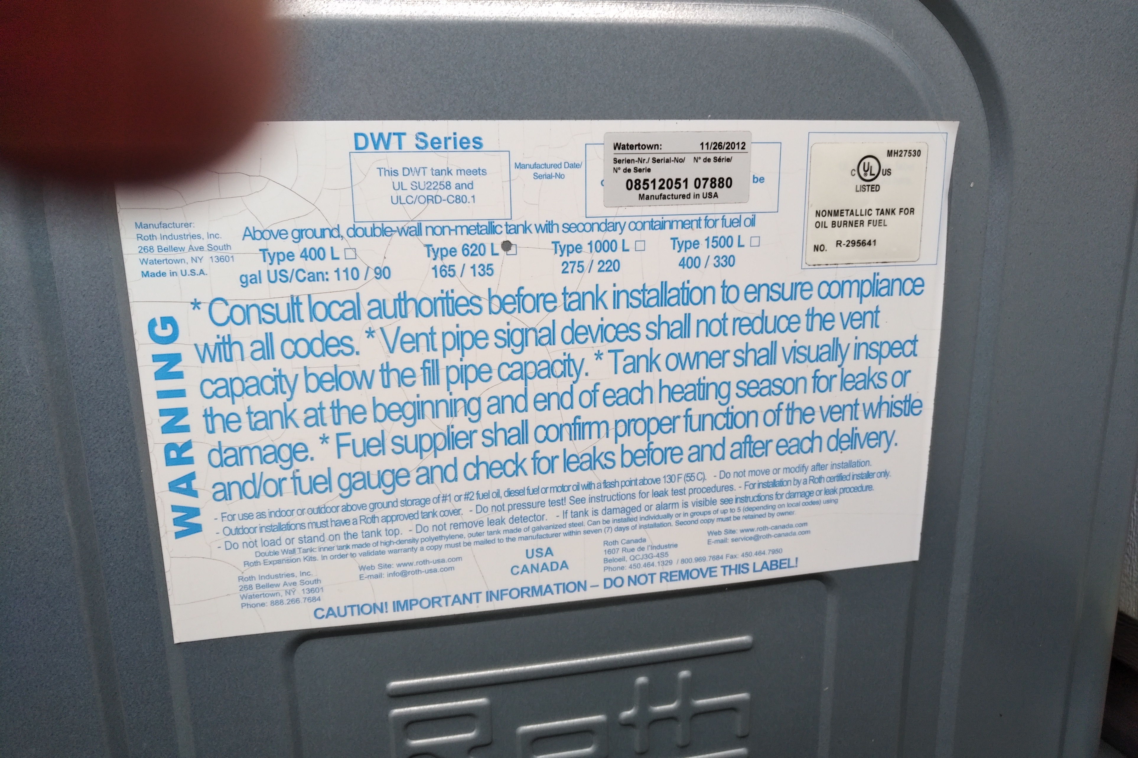 ROTH 620 litre Home Heating Oil Tank - photo 3