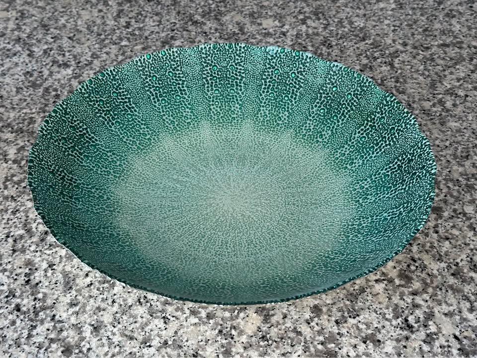 Textured Teal Glass Bowl