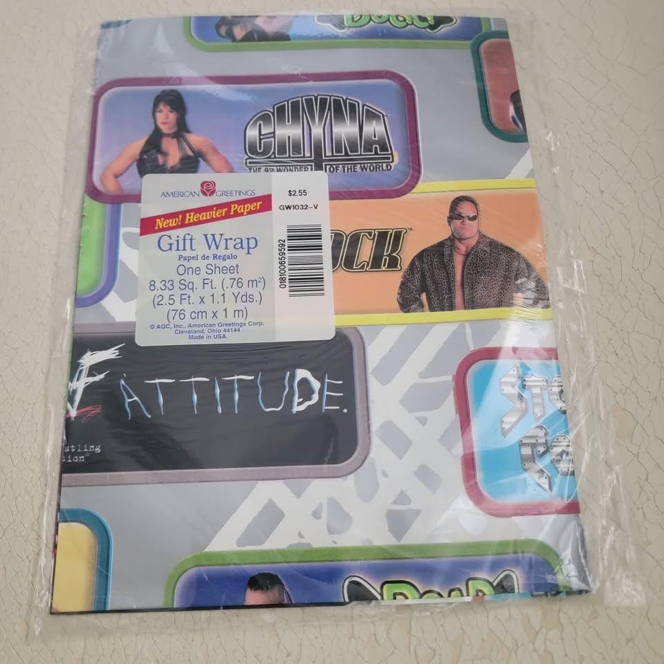 Vintage WWF Attitude Era Gift Wrap Sealed — Rock Chyna Road Dogg