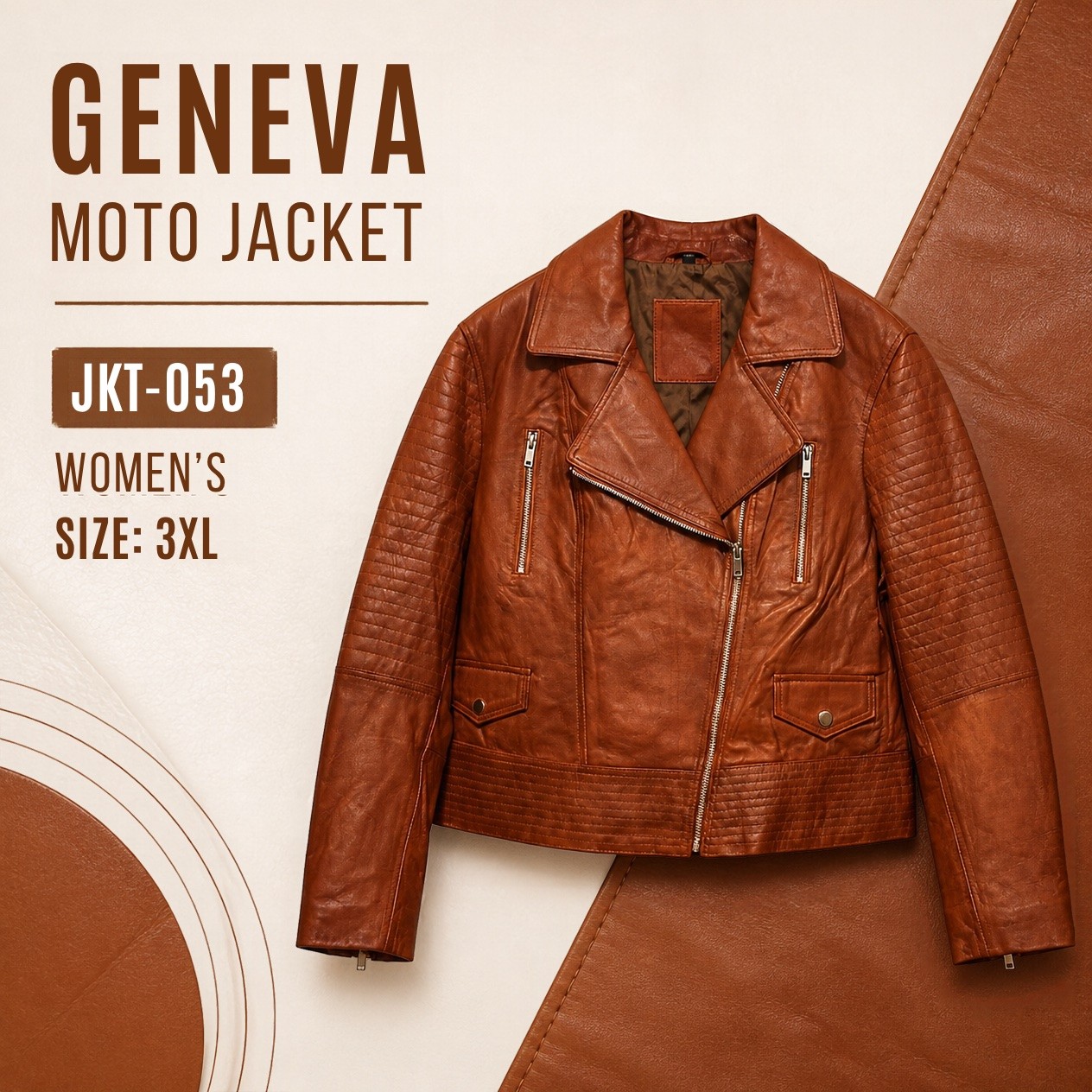 JKT-053 — Women's leather moto jacket — brand new, size 3XL - photo 5