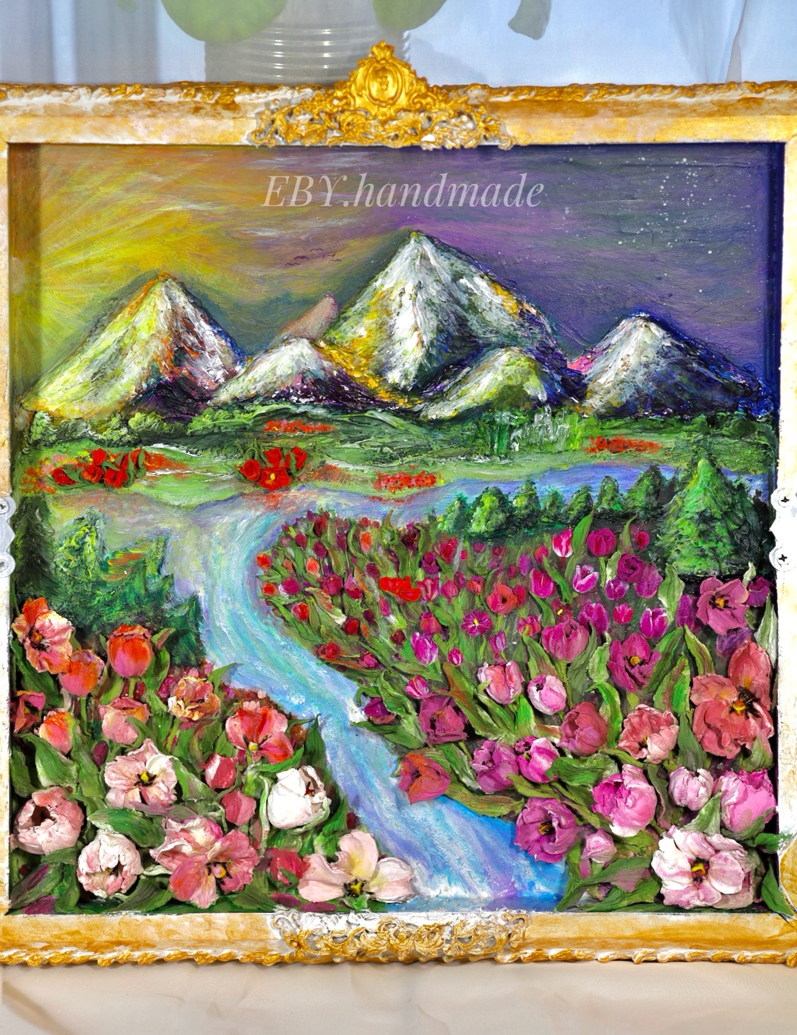 3D Tulip Flower Painting with Openable Window 🌷