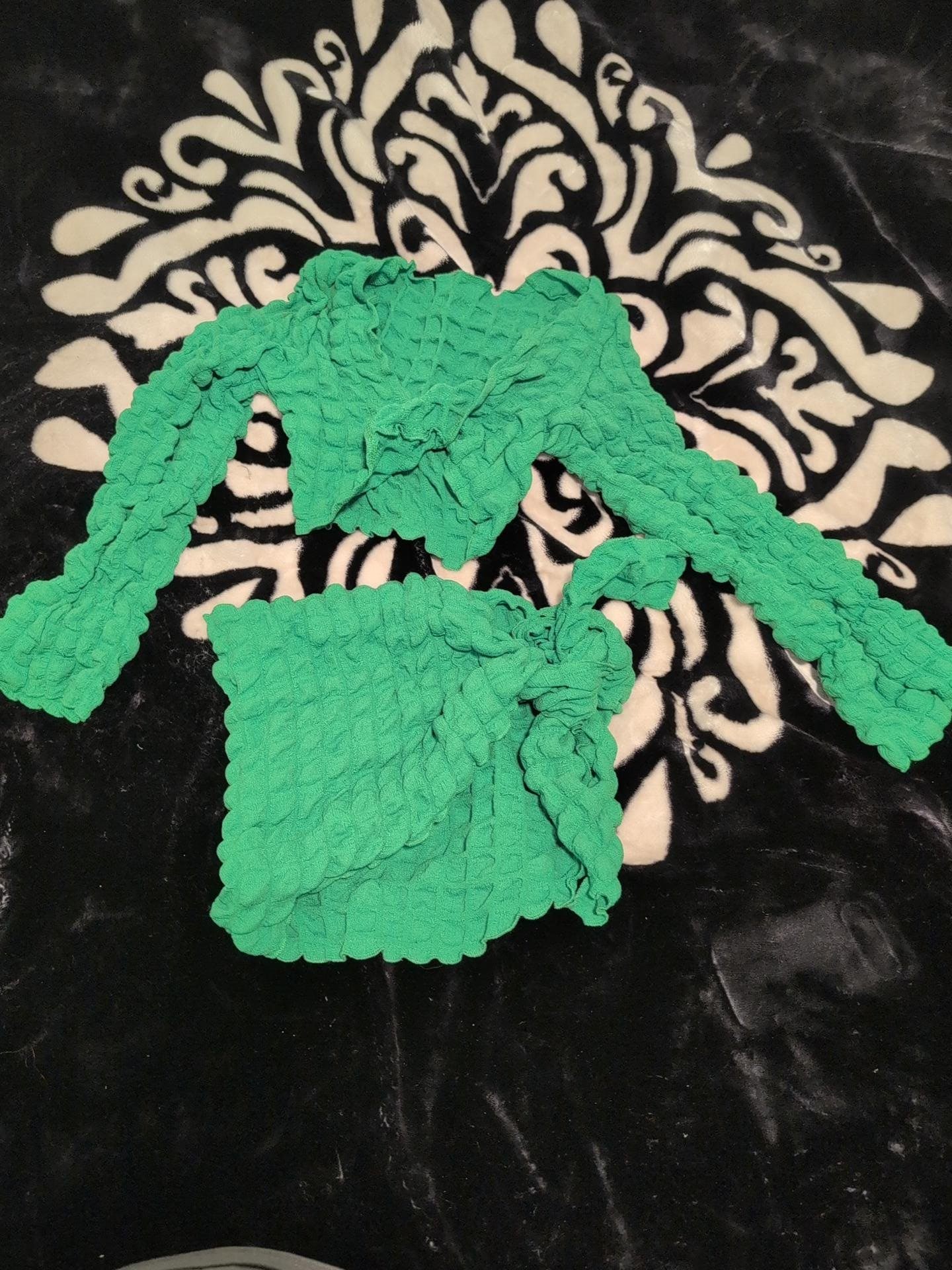 Green Textured Two-Piece Set