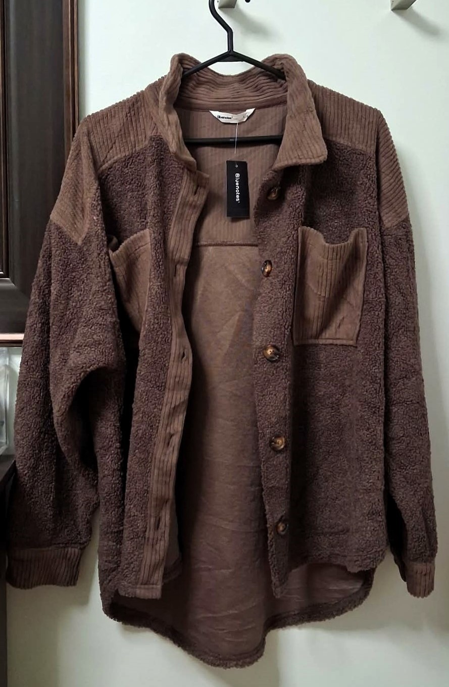 Gift for Her - NWT Brown Oversized Teddy Fleece Shacket Jacket - photo 3