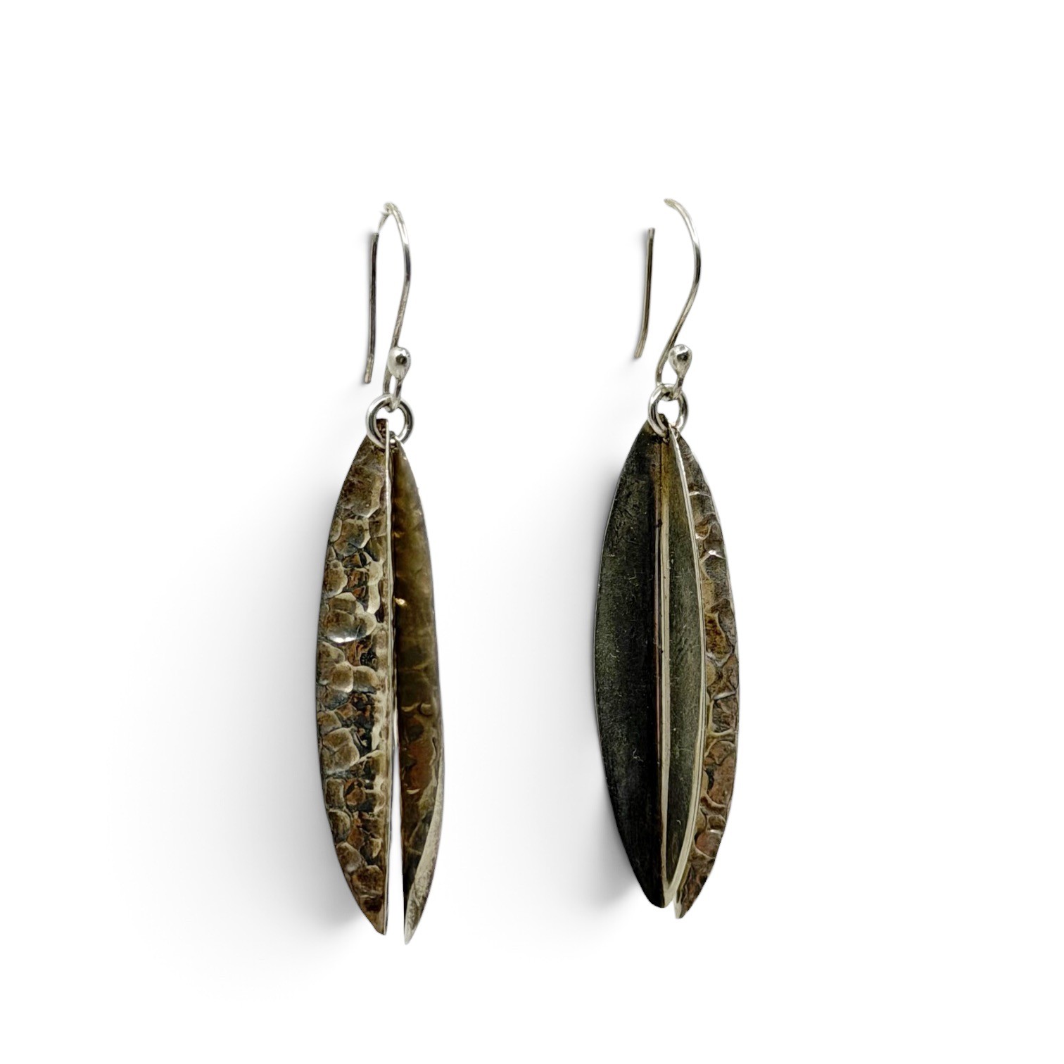 Vintage HOB Mexico 925 sterling silver leaf drop earrings - photo 2