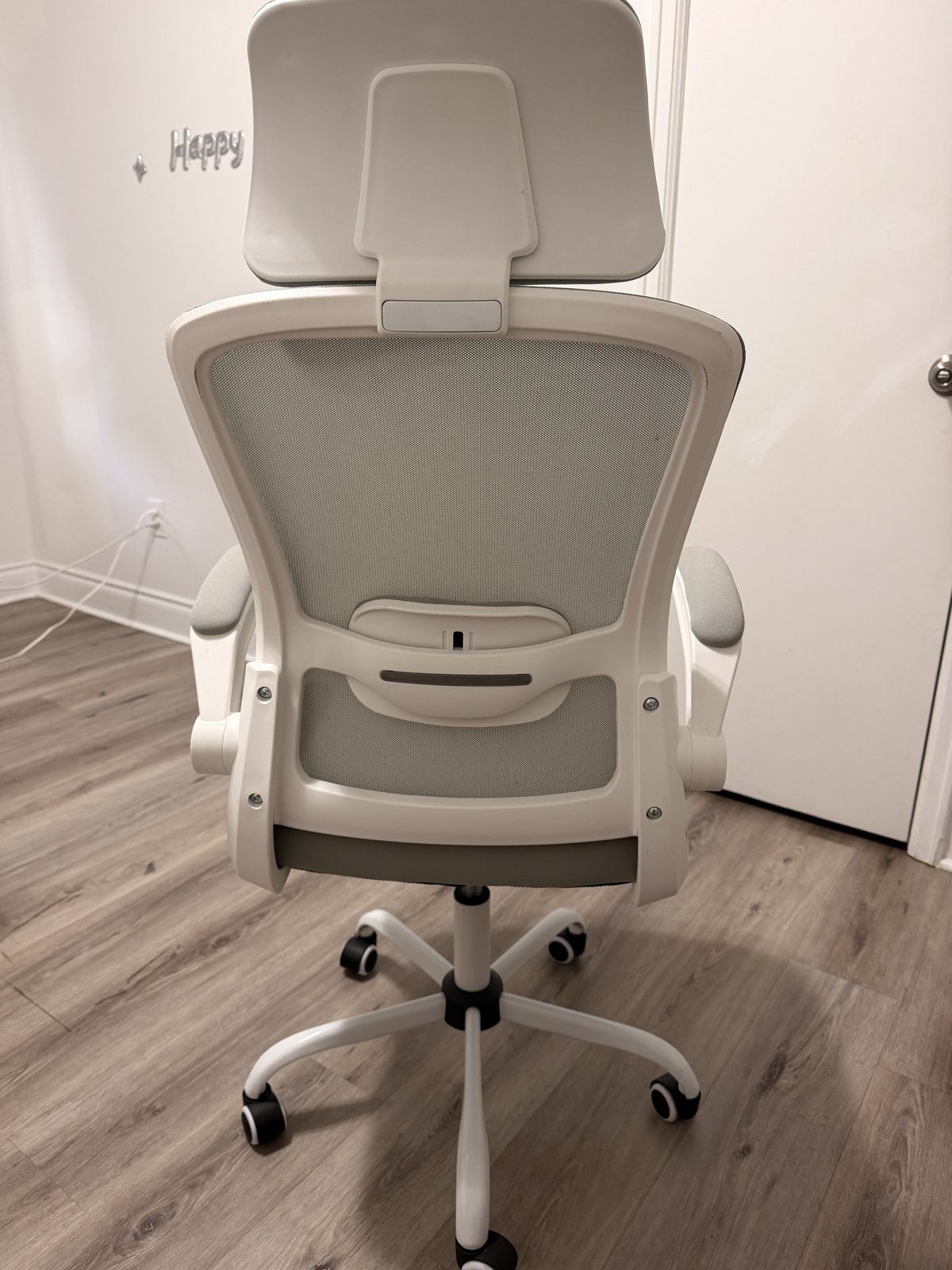 Grey Mesh Office Chair with Headrest – Flip-Up Arms, Lumbar - photo 5