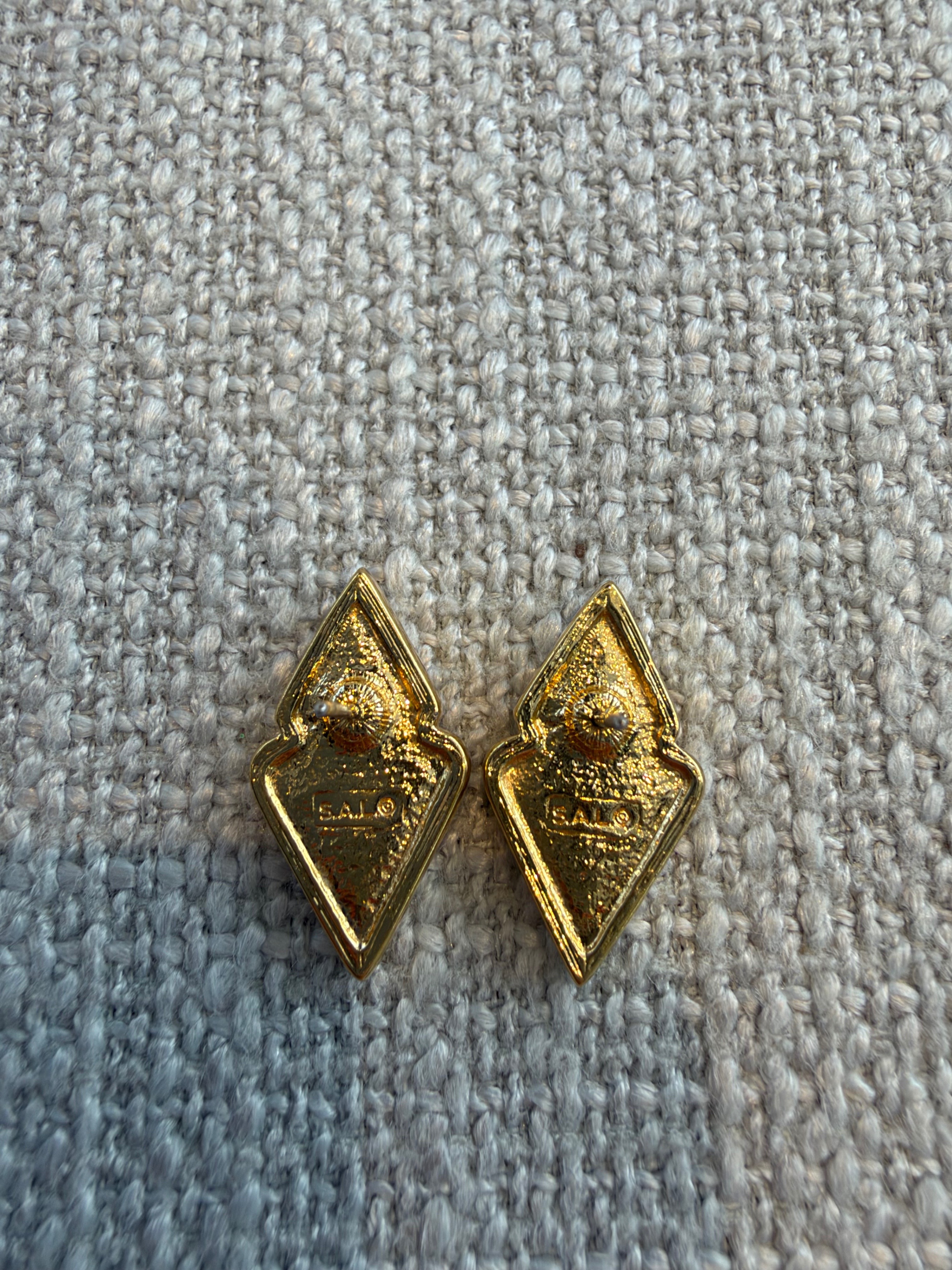 Vintage SAL Swarovski Blue Crystal Gold-Tone Earrings - photo 3