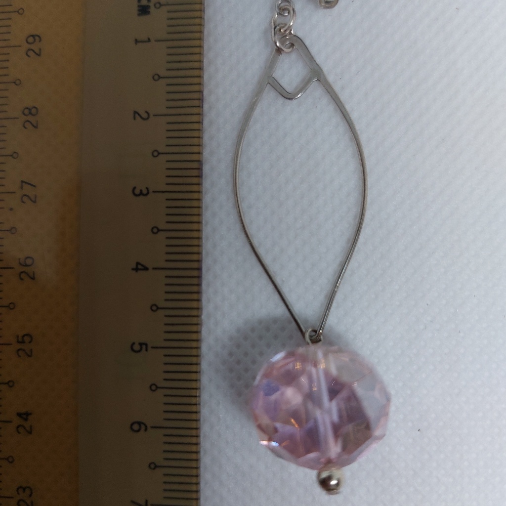 Sterling Silver 925 Pink Swarovski Dangle Earrings Handmade - photo 3