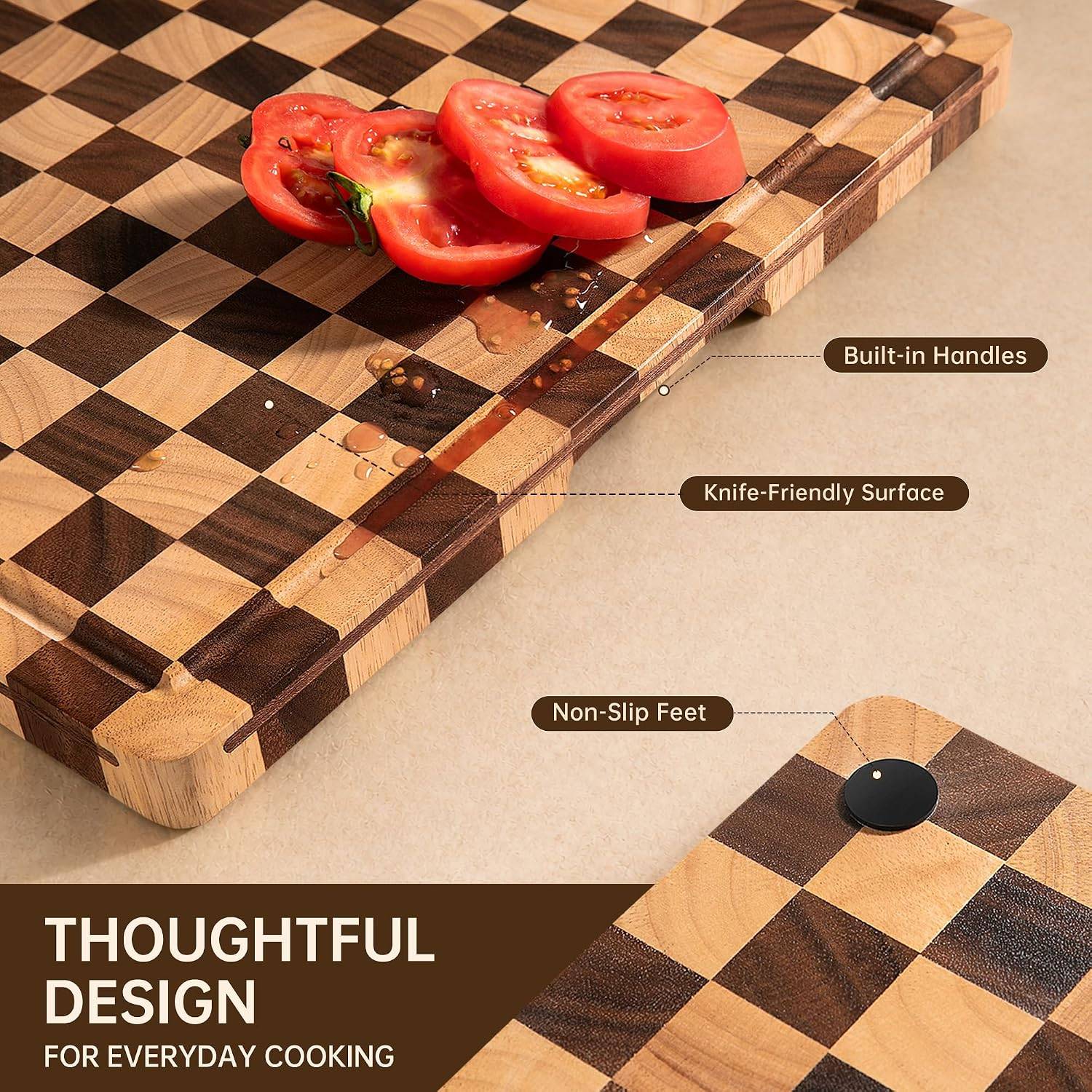 Walnut Checkered Wooden Chopping Board - photo 5