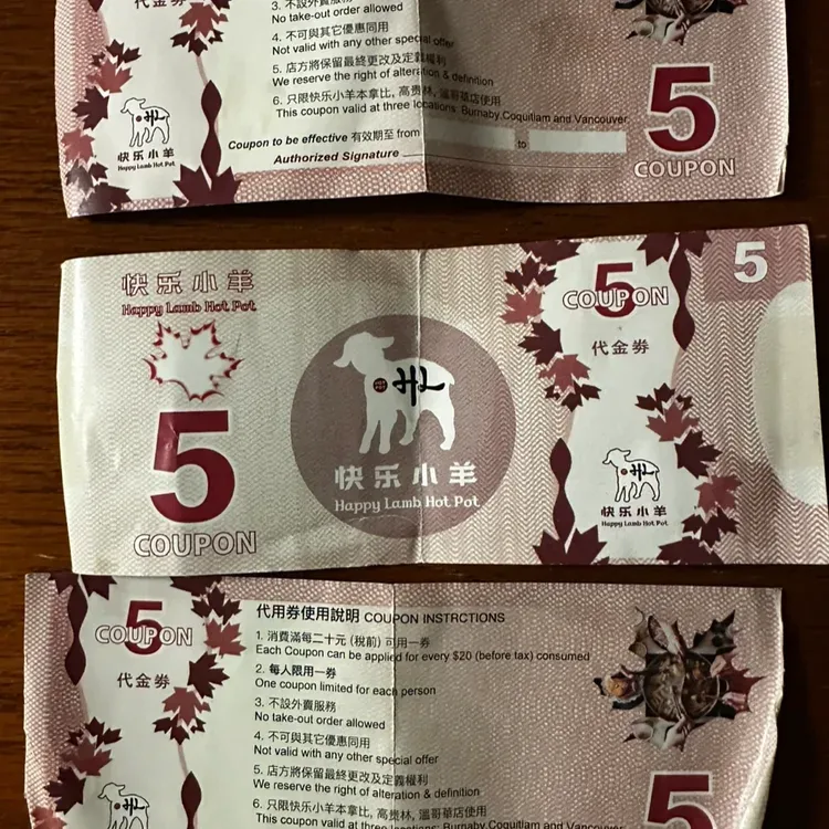 $5 Happy Lamb Hot Pot Coupon (Set of 3)