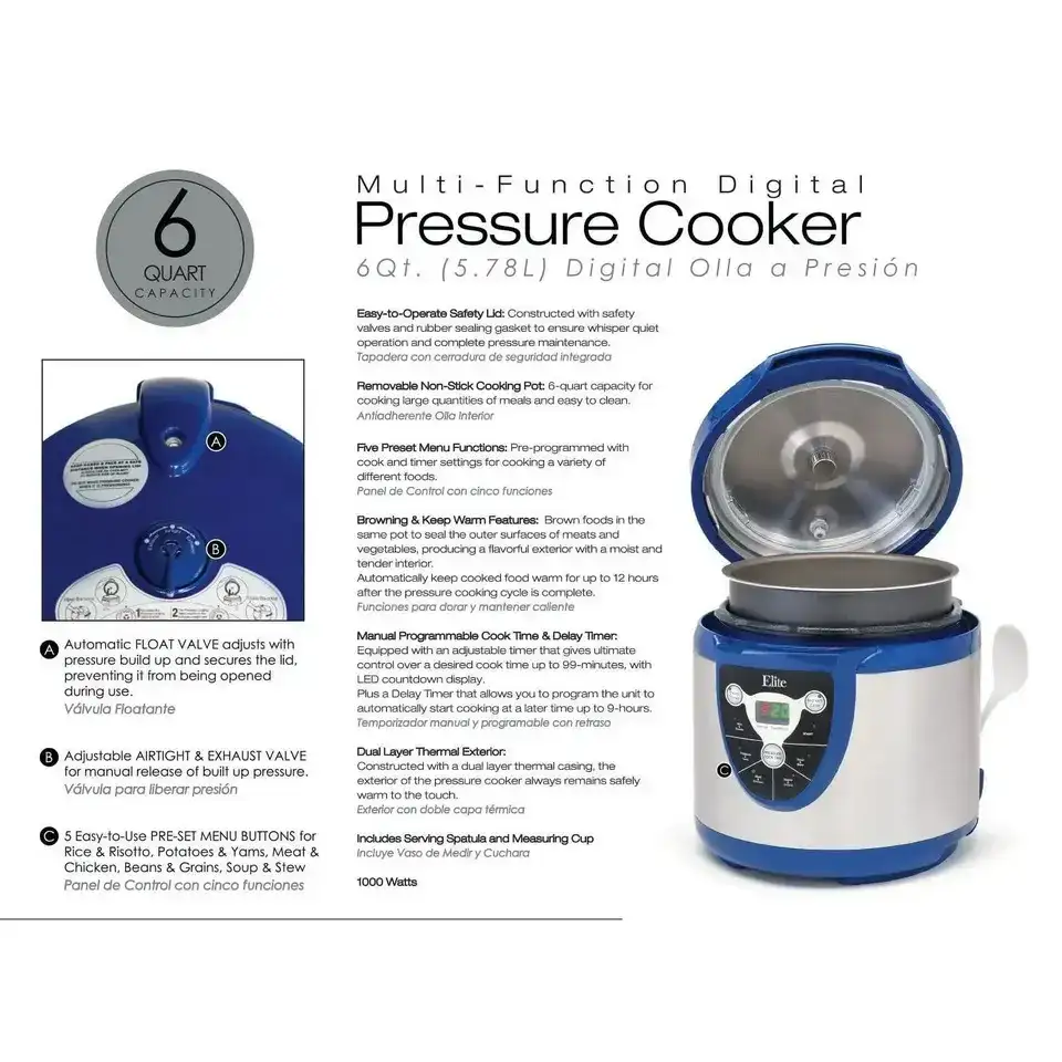 Elite Platinum 8Qt. Electric Stainless Steel Pressure Cooker - photo 5
