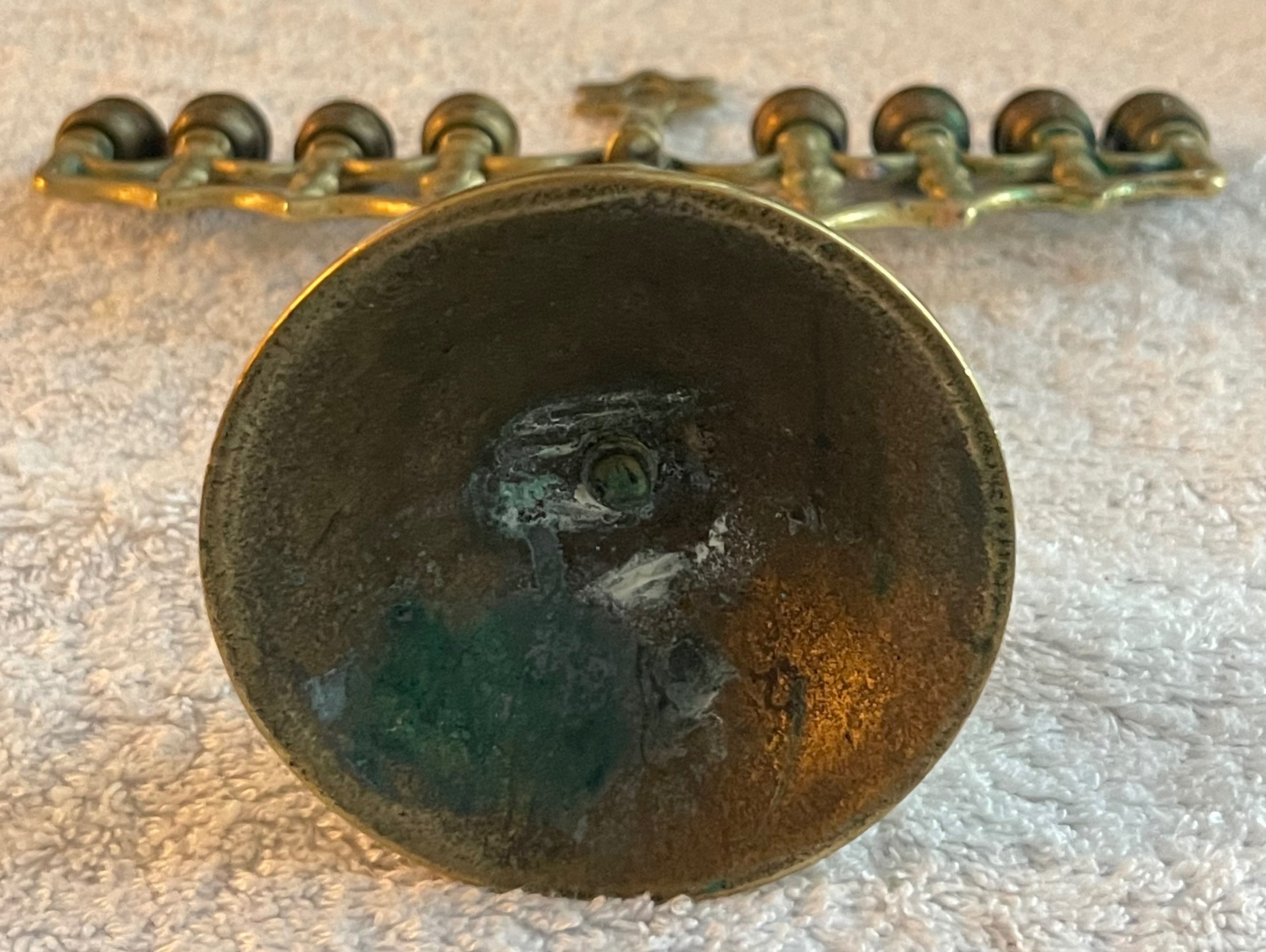 Vintage Solid Brass Hanukkah Menorah - Star of David - photo 5