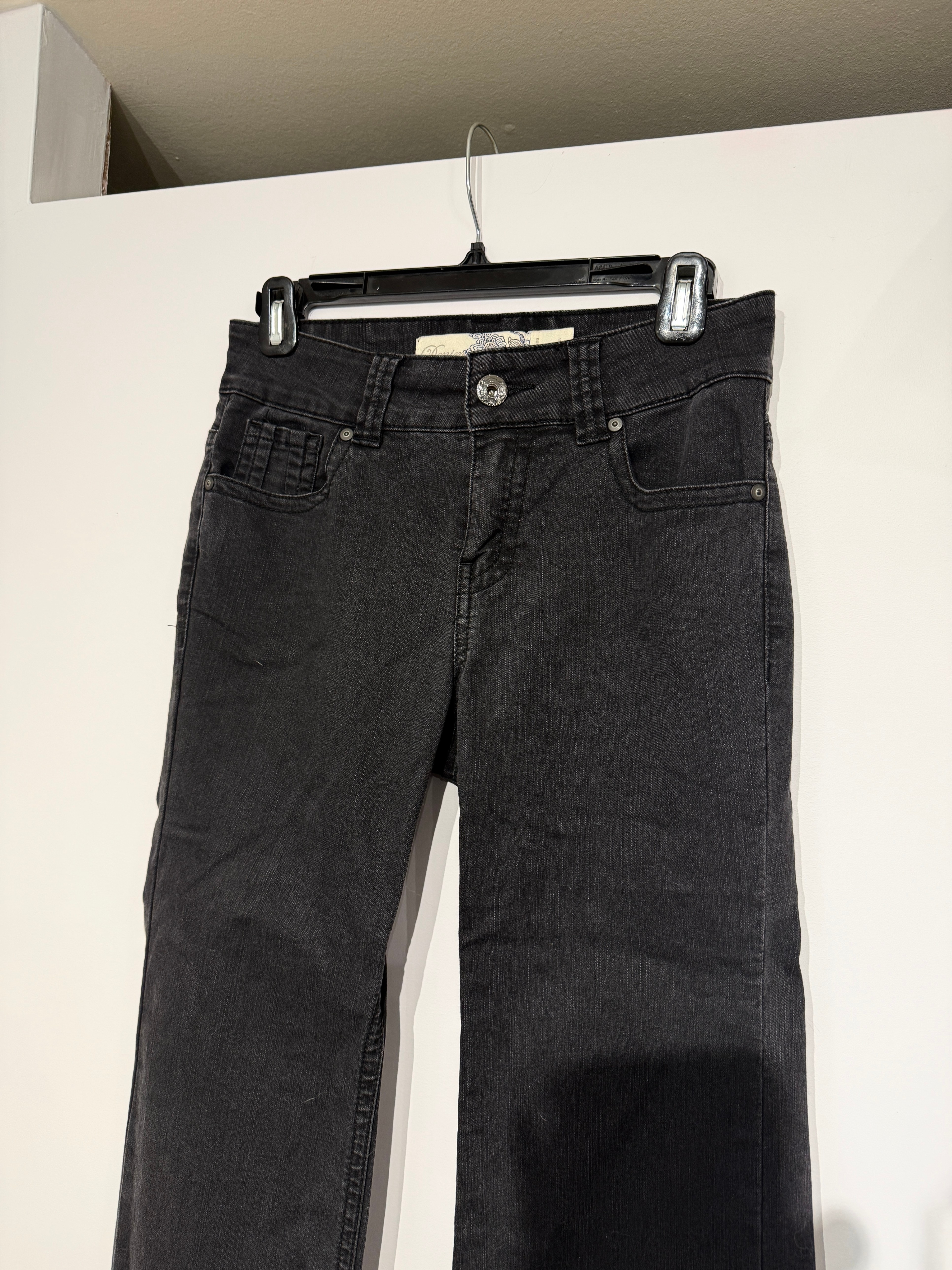 Le Chateau Black Faded Flare Jeans 26 NWOT Y2K Stitch Details