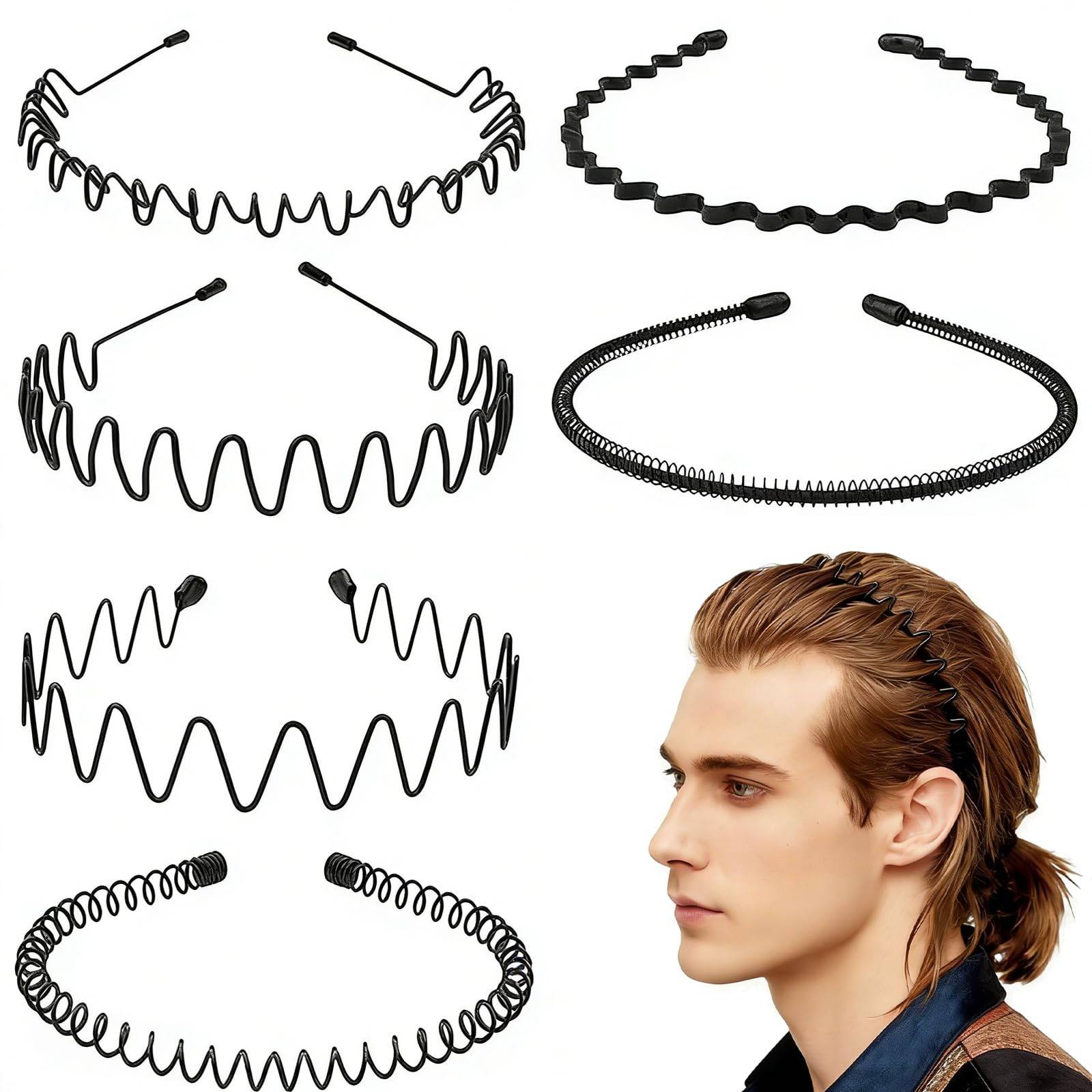 LERNOU Black Metal Headbands – New, 6-Piece Pack