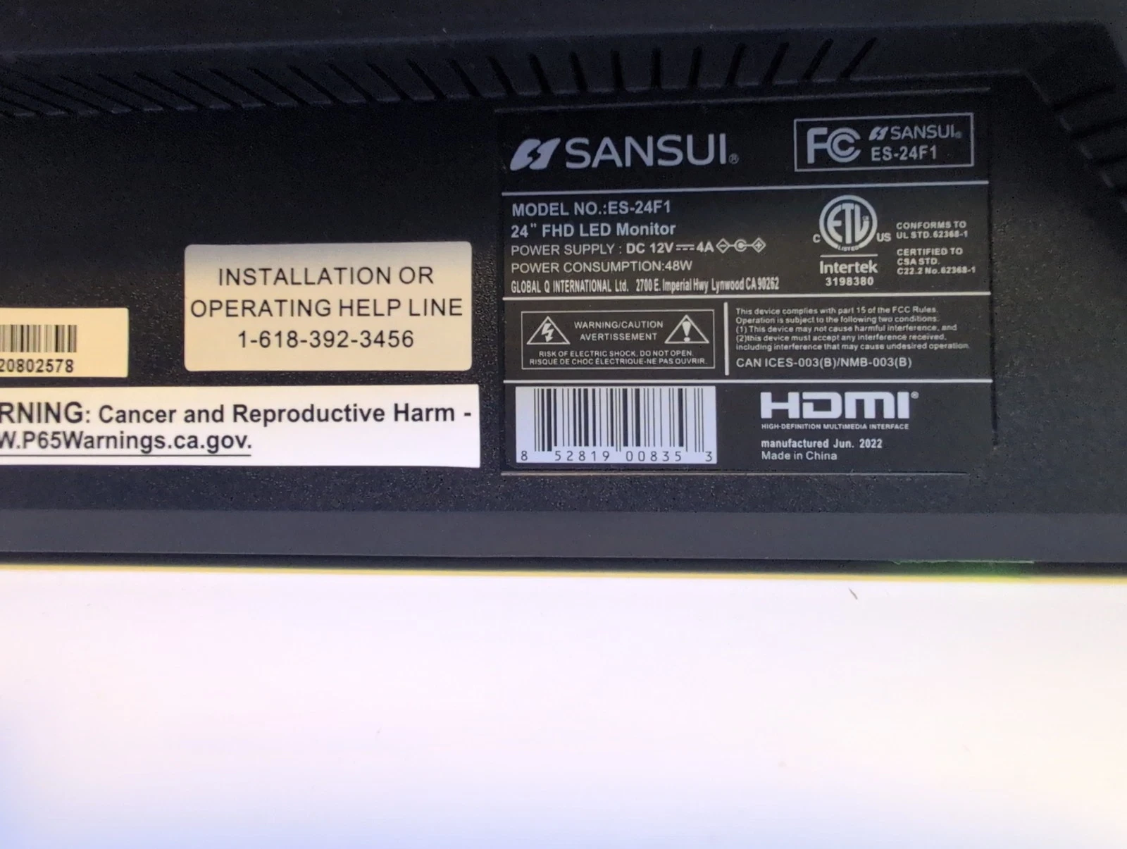2 SANSUI 24" Full HD Monitors 75Hz 1080P HDMI/VGA, Tilt Stand - photo 3