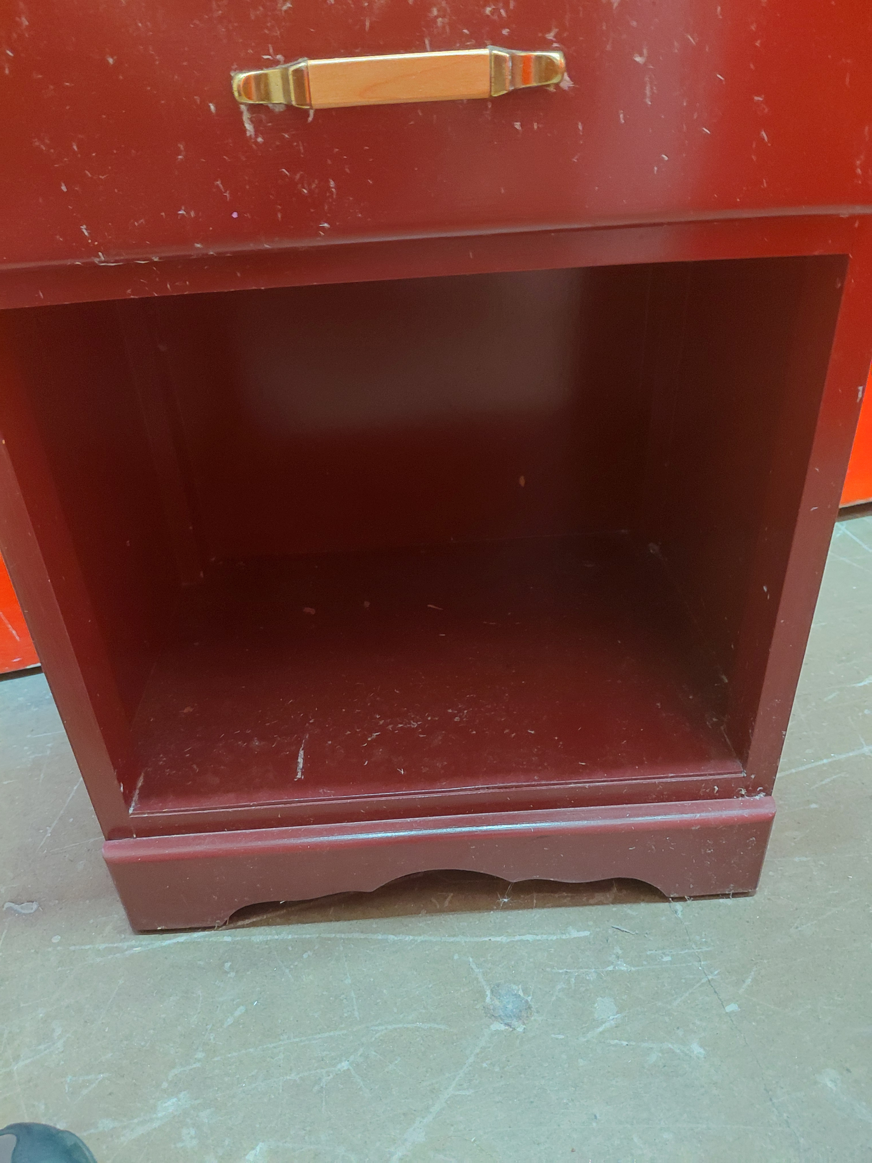 Hardwood Bedside Table with Drawer – Red, Lightly Used - photo 3