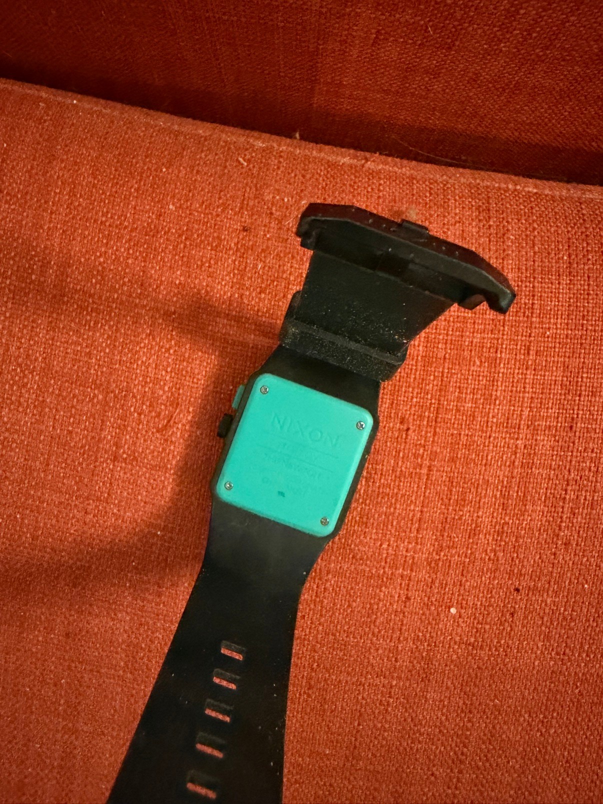 Nixon Quartz Watch – Black Strap, Teal Case (Needs Battery)