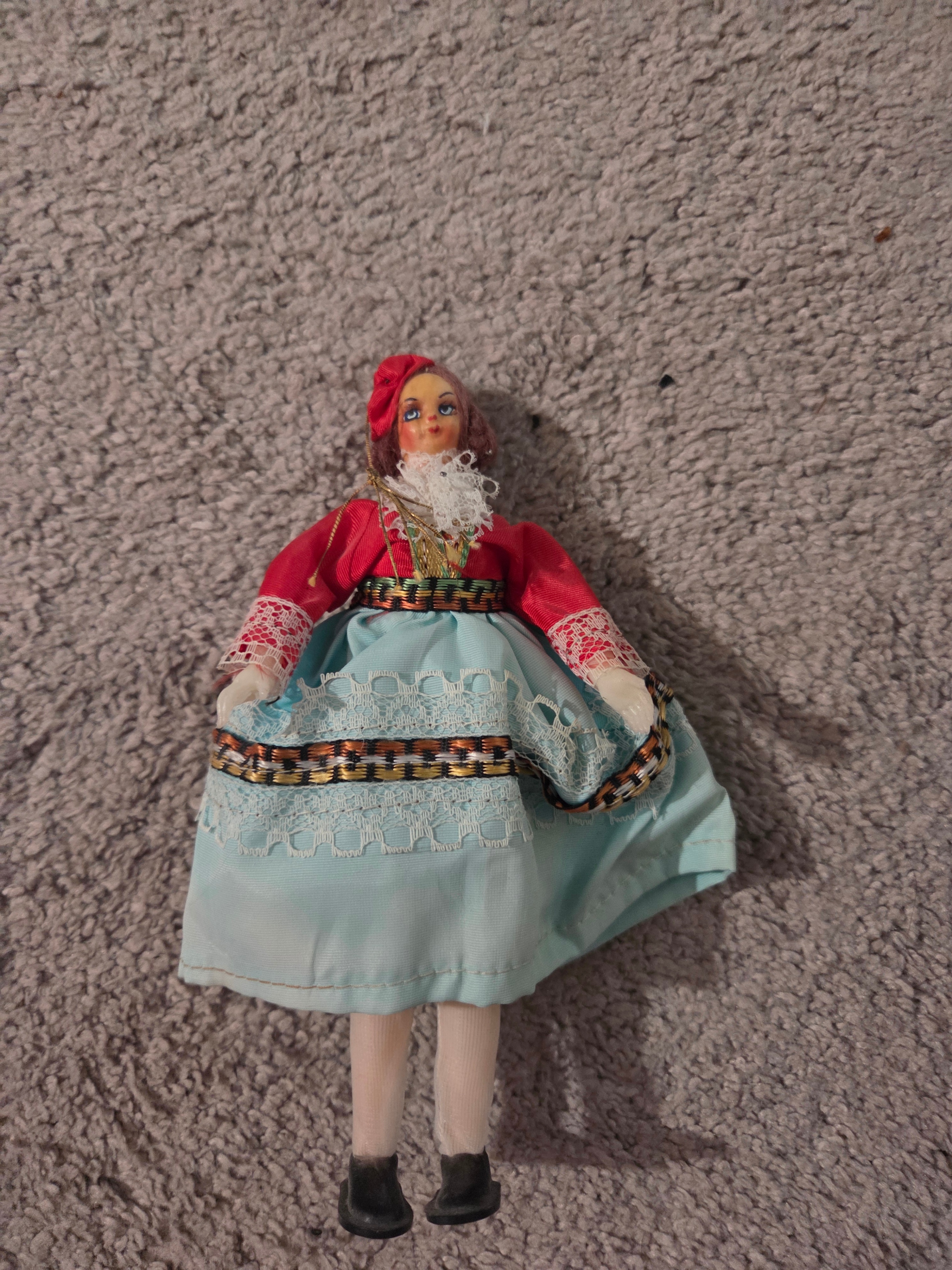 Vintage Cepelia Krakowianka Folk Doll, Traditional Polish, 7" H