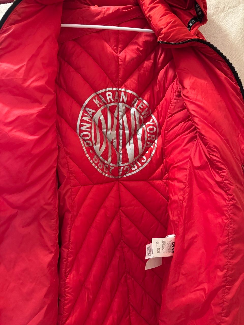 DKNY Red Hooded Puffer Jacket Women's Packable Winter - photo 2