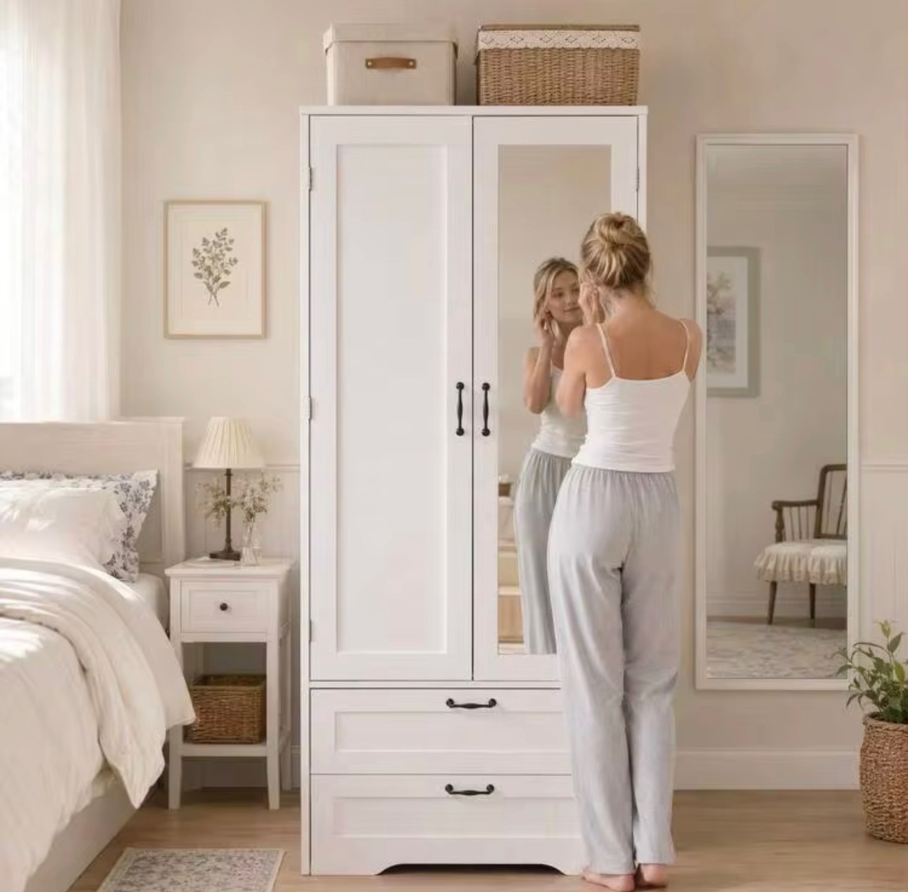 White Wardrobe with Mirror Door & 2 Drawers - Brand New - photo 4