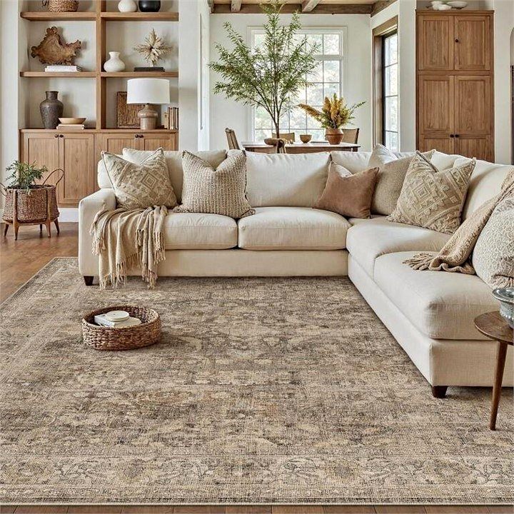 New - 8x10 Washable Area Rug / Carpet - Rust Brown