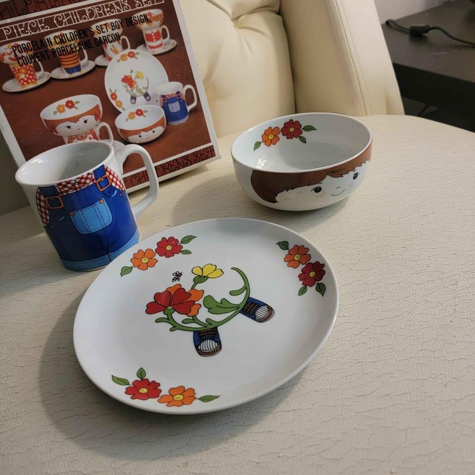 Vintage 3 Piece Porcelain Children's Set - Boy Design - Mug - photo 5