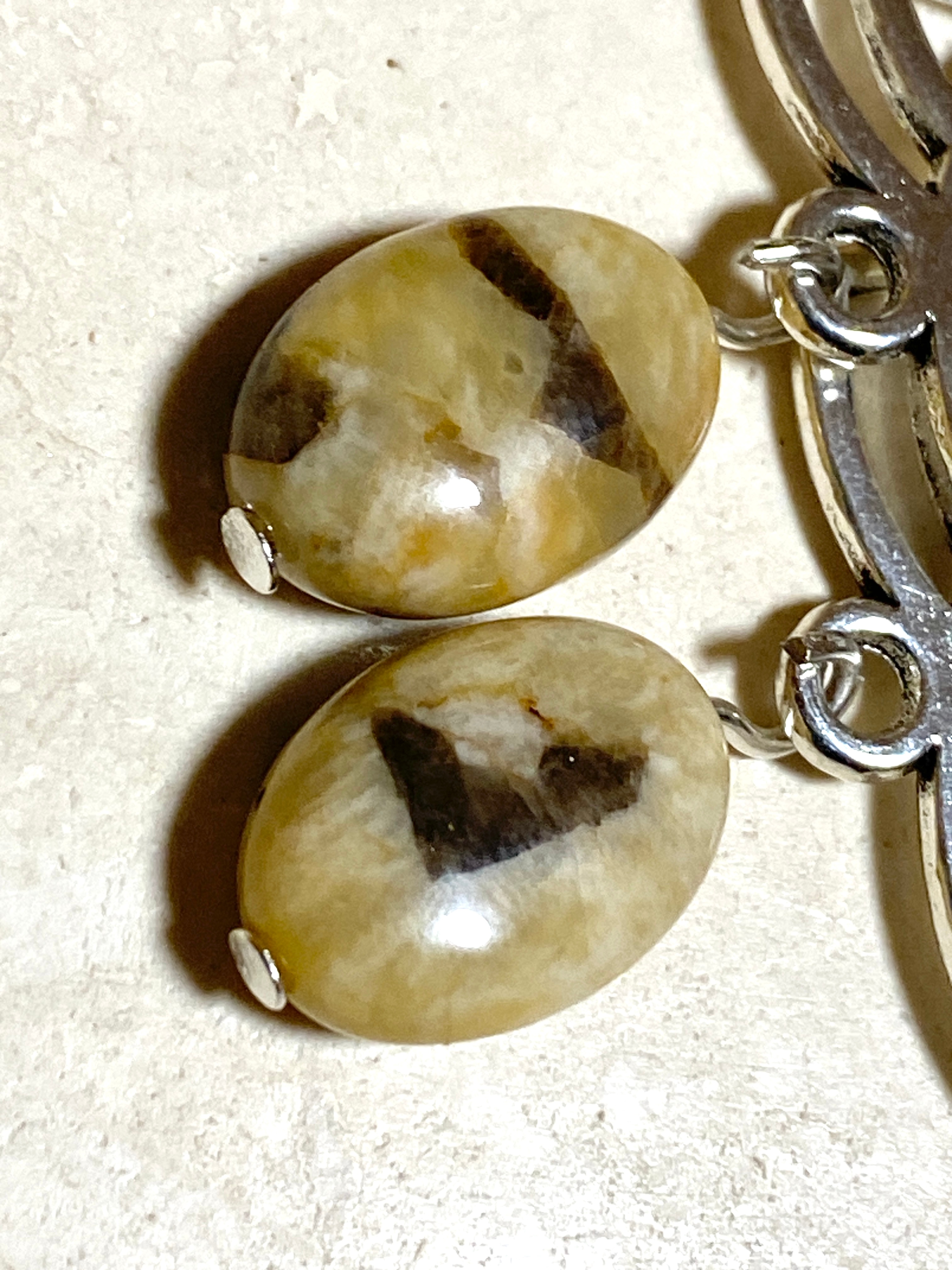 Septarian Stone Triqueta Earrings, Sterling Silver Hook - photo 4