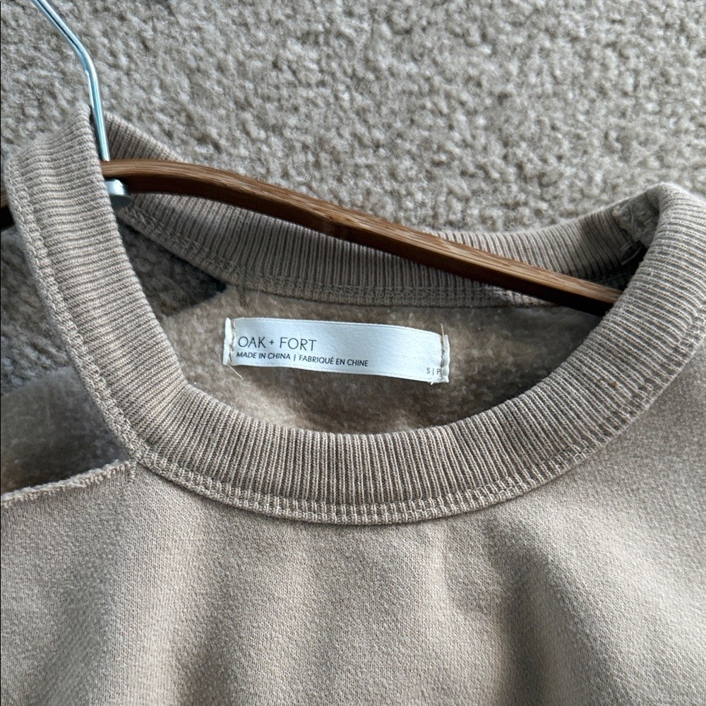 OAK + FORT Off-the-Shoulder Sweater in Taupe Beige - photo 3