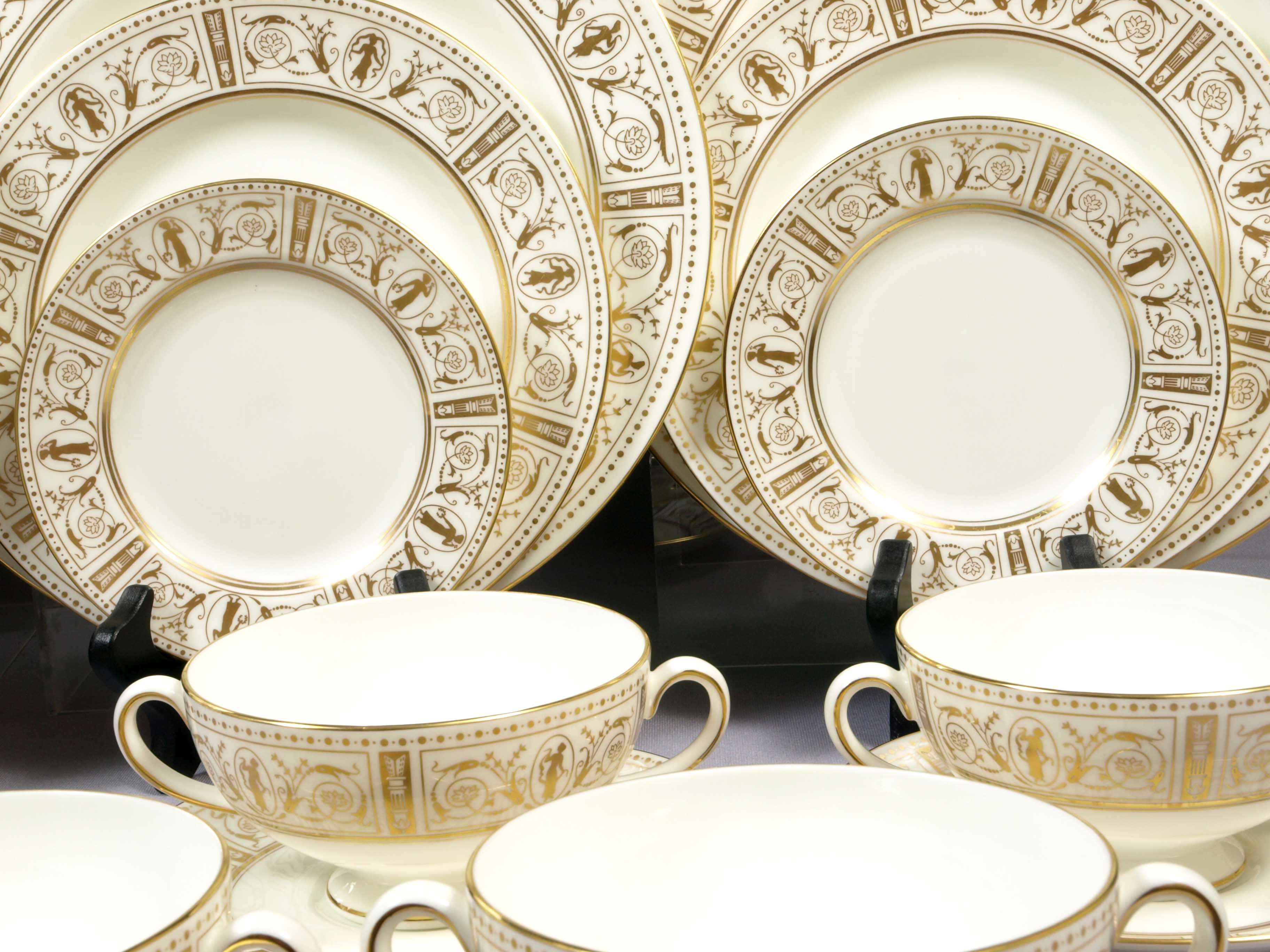 Wedgwood GOLD GRECIAN Salad Bread Plate Bowl England Dinner SET - photo 2