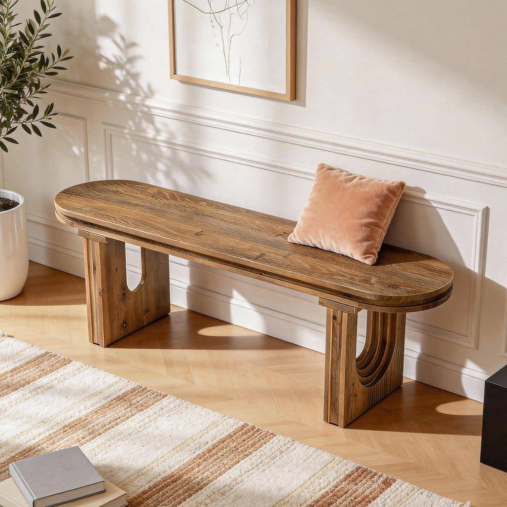 Upholstered Bouclé Bench – Removable Cushion – Brand New - photo 3