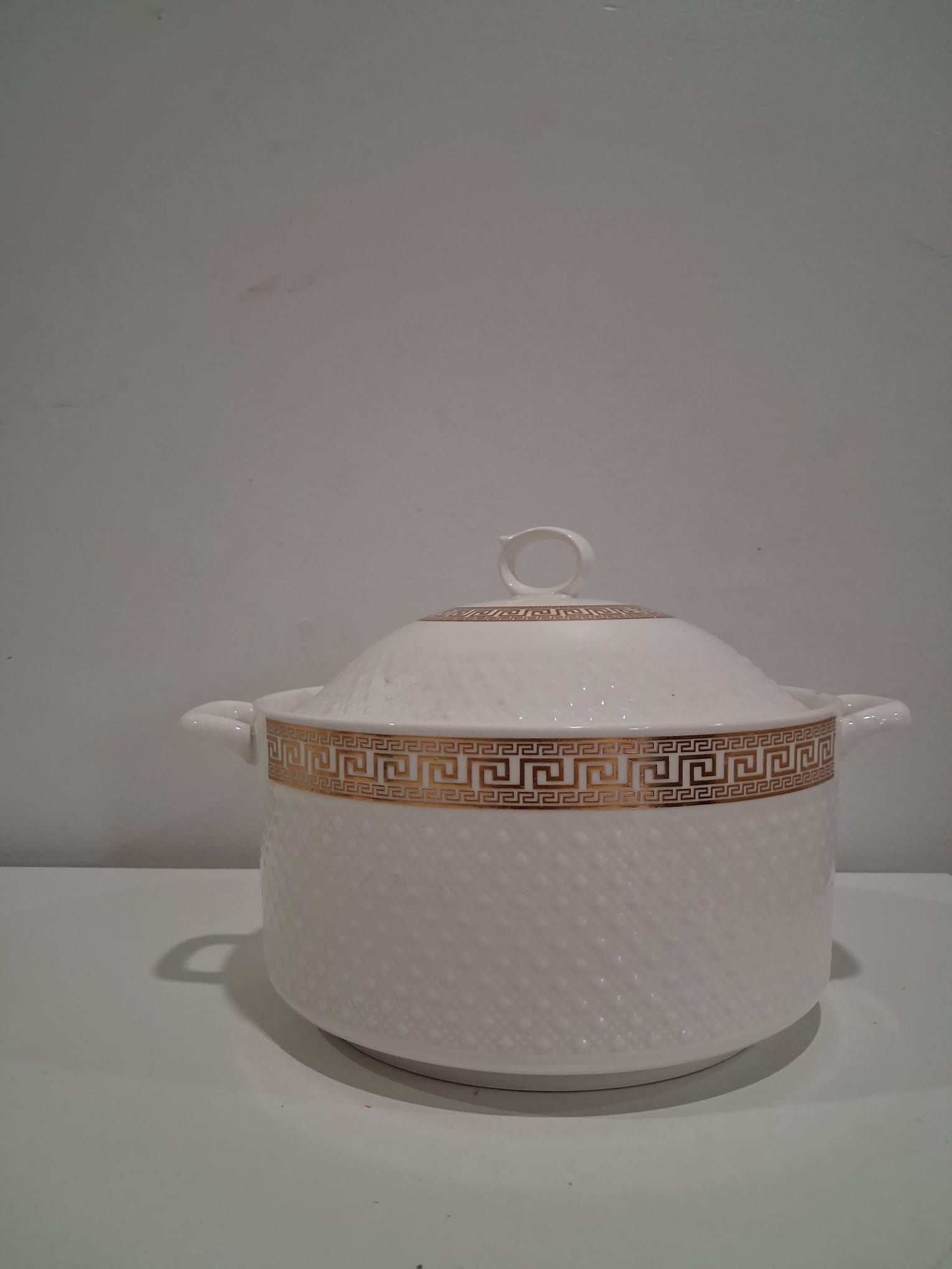 White & Gold Covered Serving Dish
