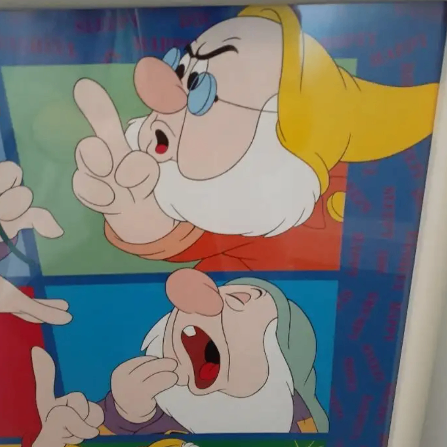 Vintage Disney Seven Dwarfs colourful Poster OSP Framed - photo 3