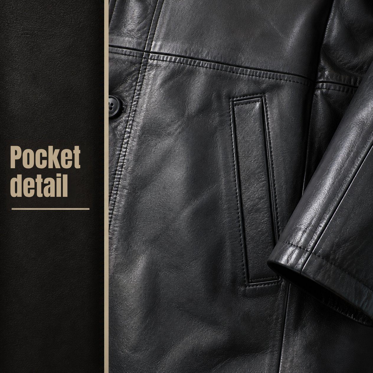 JKT-020 — Men's Santiago 3/4 leather coat — brand new, size 3XL - photo 4