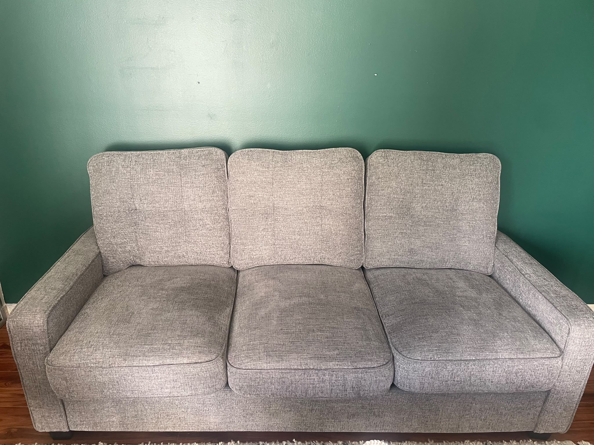 Grey 3-Seater Fabric Sofa with 3 Throw Pillows - photo 3